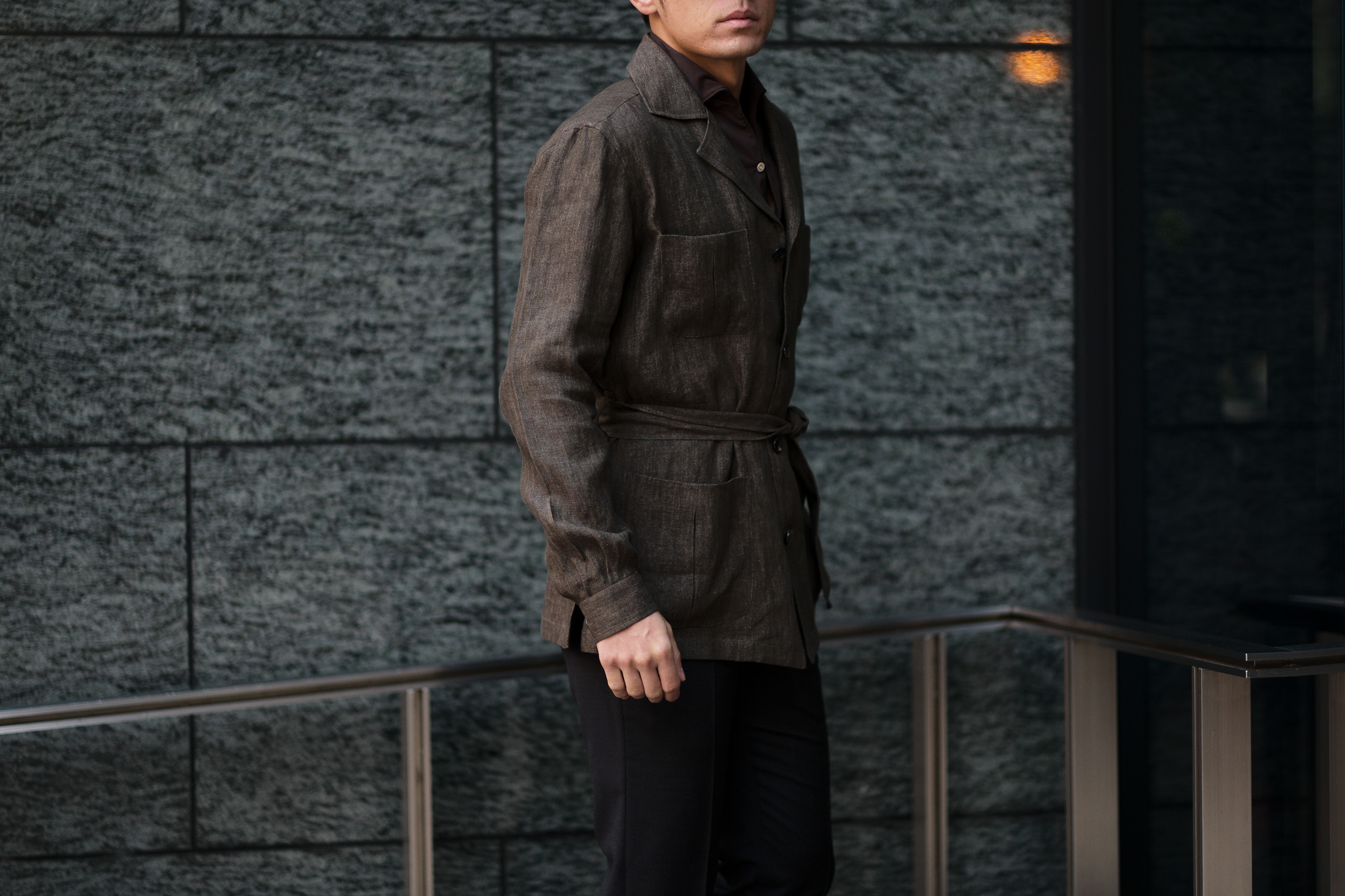 De Petrillo(デ ペトリロ) SAHARIANA (サハリアーナ) リネン サファリ ジャケット BROWN (ブラウン・312) Made in italy (イタリア製) 2020 春夏【ご予約受付中】 愛知 名古屋 altoediritto アルトエデリット depetrillo