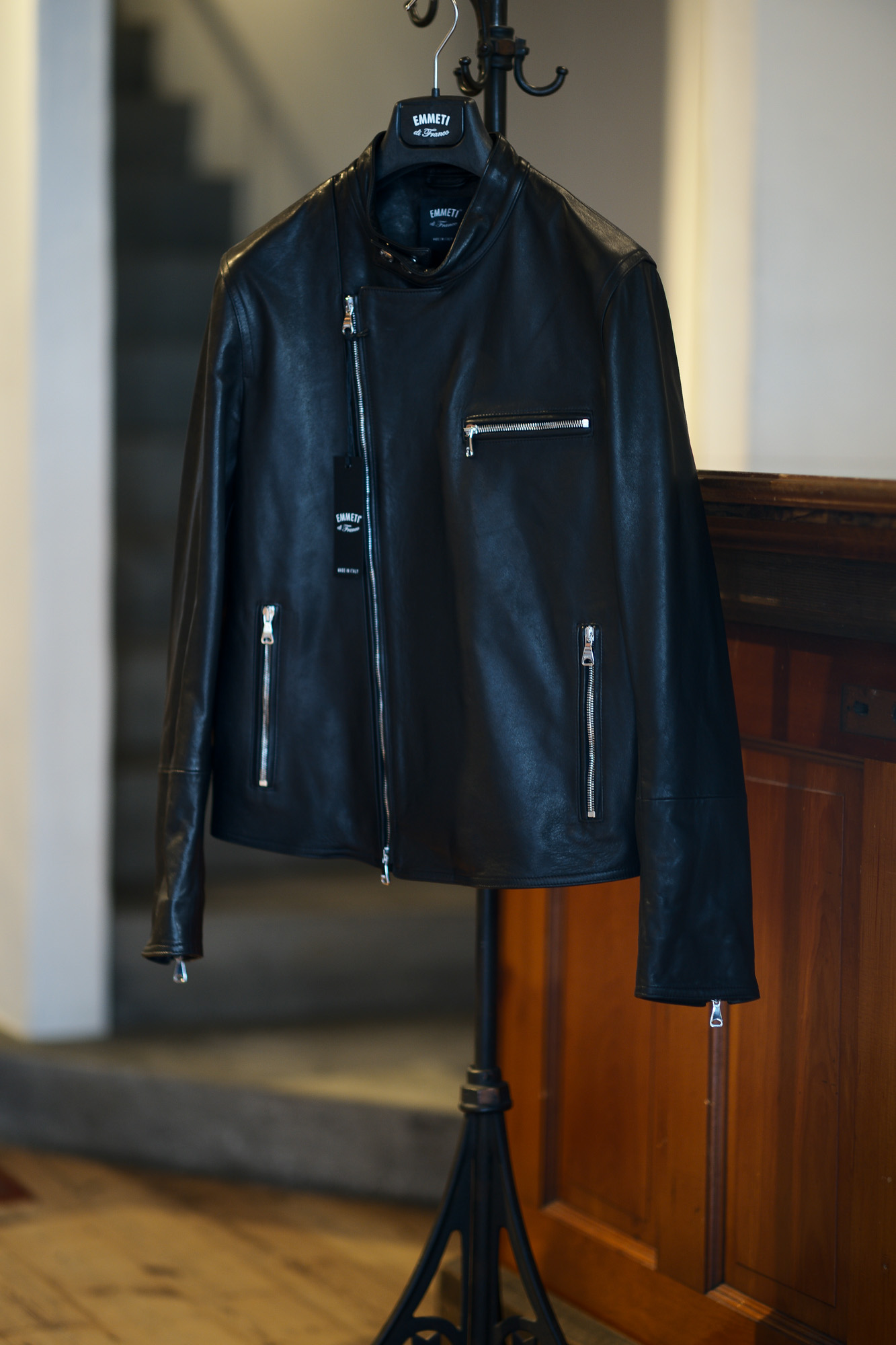 EMMETI(エンメティ) JOSEPH (ジョセフ) Lambskin Nappa Leather ラムナッパ レザー ダブル ライダース ジャケット NERO (ブラック) Made in italy (イタリア製) 2020 春夏新作 愛知 名古屋 altoediritto アルトエデリット レザージャケット