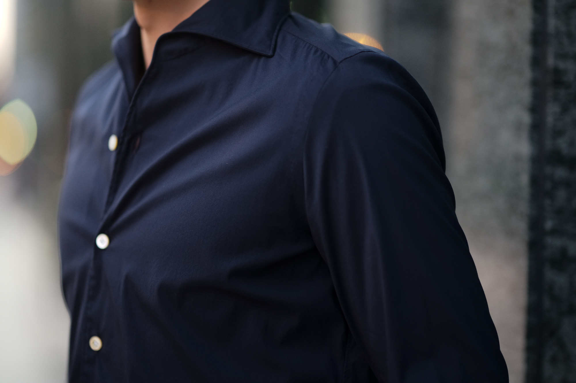 Finamore (フィナモレ) SEUL ITALIAN COLOR STRETCH COTTON SHIRTS ストレッチコットン ワンピースカラー シャツ NAVY (ネイビー) made in italy (イタリア製) 2020 春夏新作 愛知 名古屋 altoediritto アルトエデリット シャツ