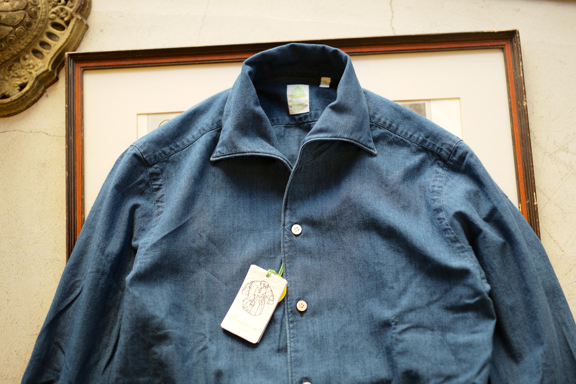 Finamore (フィナモレ) SEUL ITALIAN COLOR DENIM SHIRTS デニム ワンピースカラー シャツ BLEACH (ブリーチ・01) made in italy (イタリア製) 2020春夏新作 愛知 名古屋 altoediritto アルトエデリット デニムシャツ