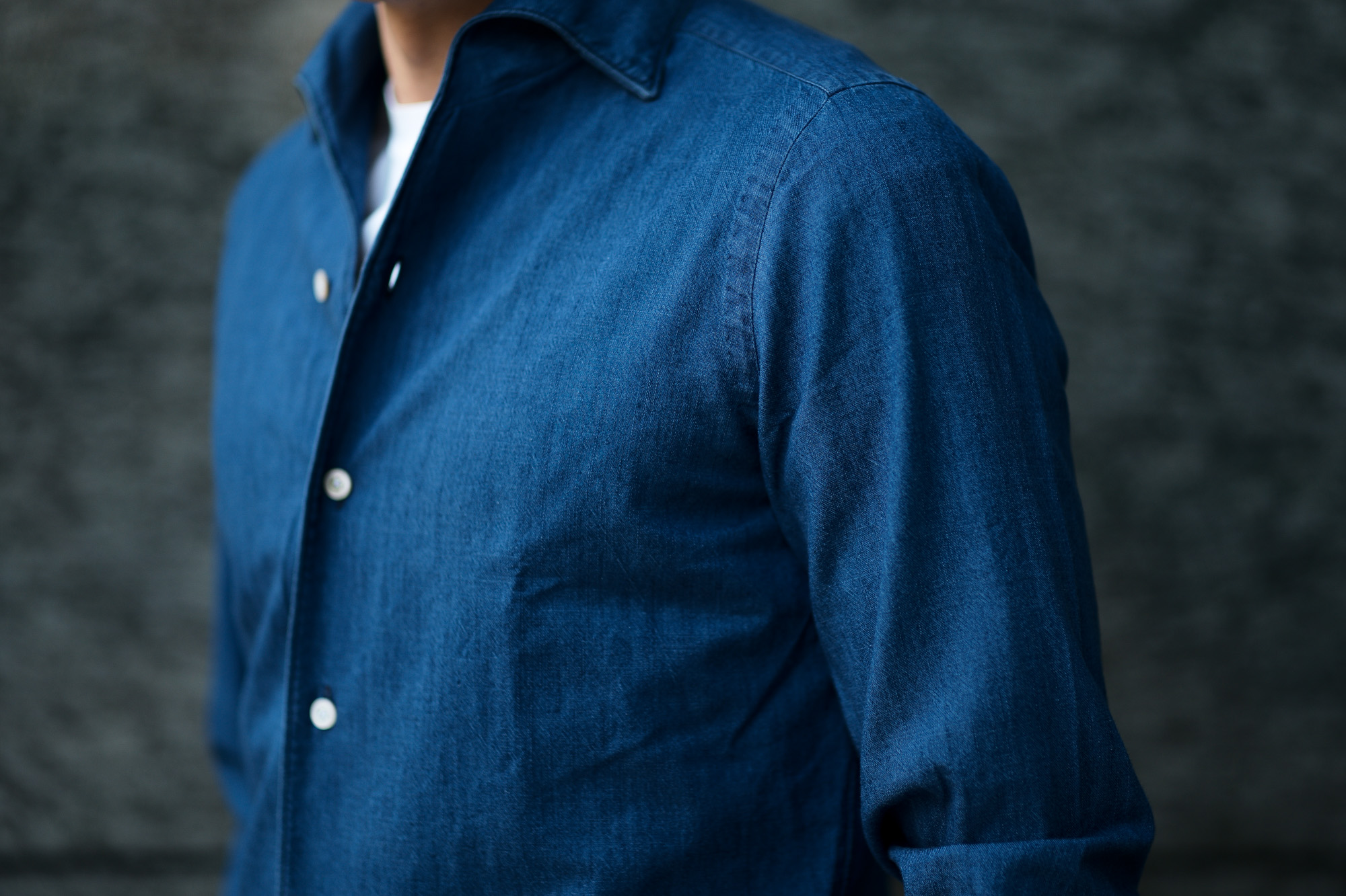 Finamore (フィナモレ) SEUL ITALIAN COLOR DENIM SHIRTS デニム ワンピースカラー シャツ BLEACH (ブリーチ・01) made in italy (イタリア製) 2020春夏新作 愛知 名古屋 altoediritto アルトエデリット デニムシャツ