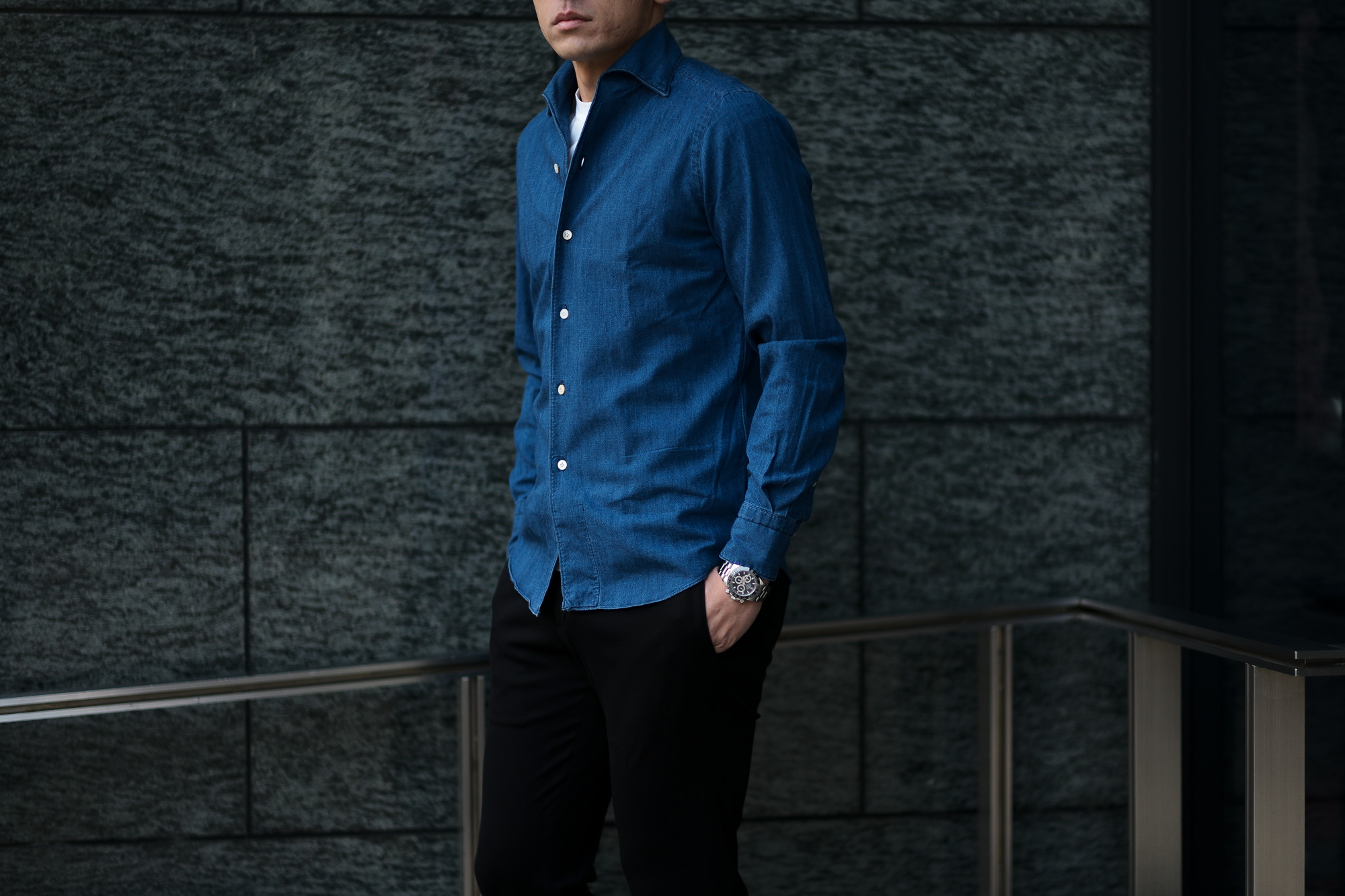 Finamore (フィナモレ) SEUL ITALIAN COLOR DENIM SHIRTS デニム Finamore (フィナモレ) SEUL ITALIAN COLOR DENIM SHIRTS デニム