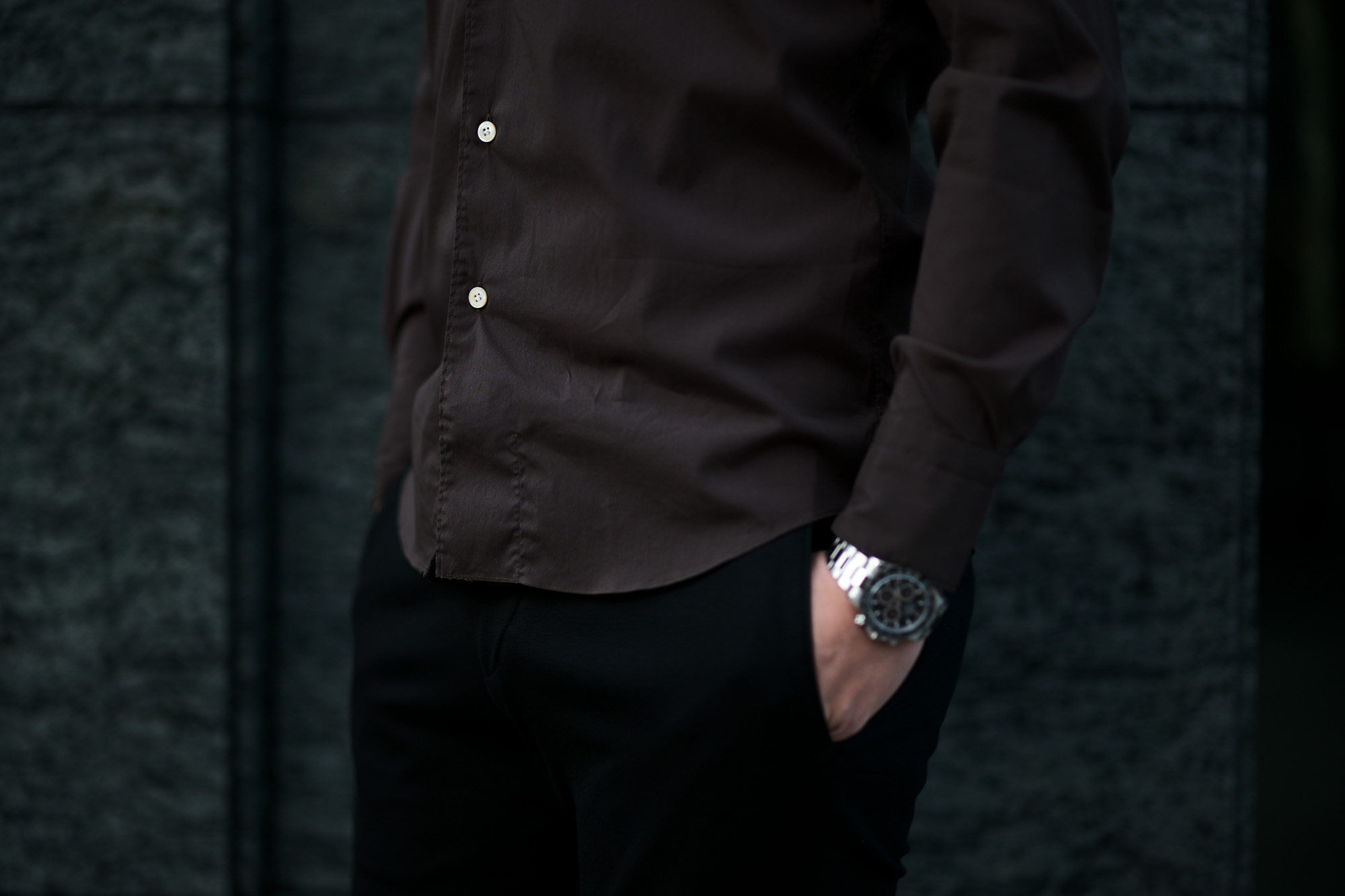 Finamore (フィナモレ) SEUL ITALIAN COLOR STRETCH COTTON SHIRTS ストレッチコットン ワンピースカラー シャツ BROWN (ブラウン) made in italy (イタリア製) 2020 春夏新作 愛知 名古屋 altoediritto アルトエデリット シャツ