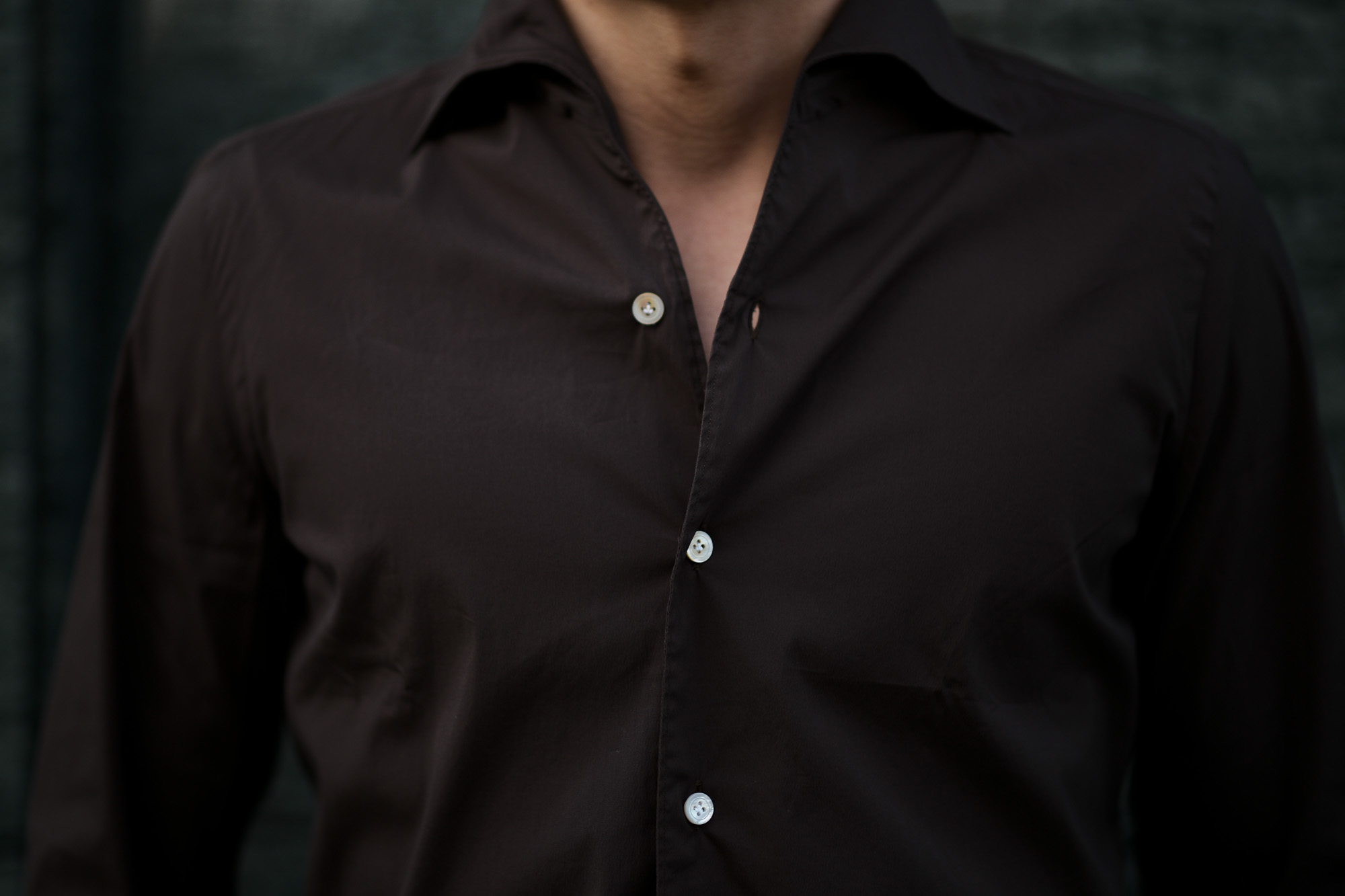 Finamore (フィナモレ) SEUL ITALIAN COLOR STRETCH COTTON SHIRTS ストレッチコットン ワンピースカラー シャツ BROWN (ブラウン) made in italy (イタリア製) 2020 春夏新作 愛知 名古屋 altoediritto アルトエデリット シャツ