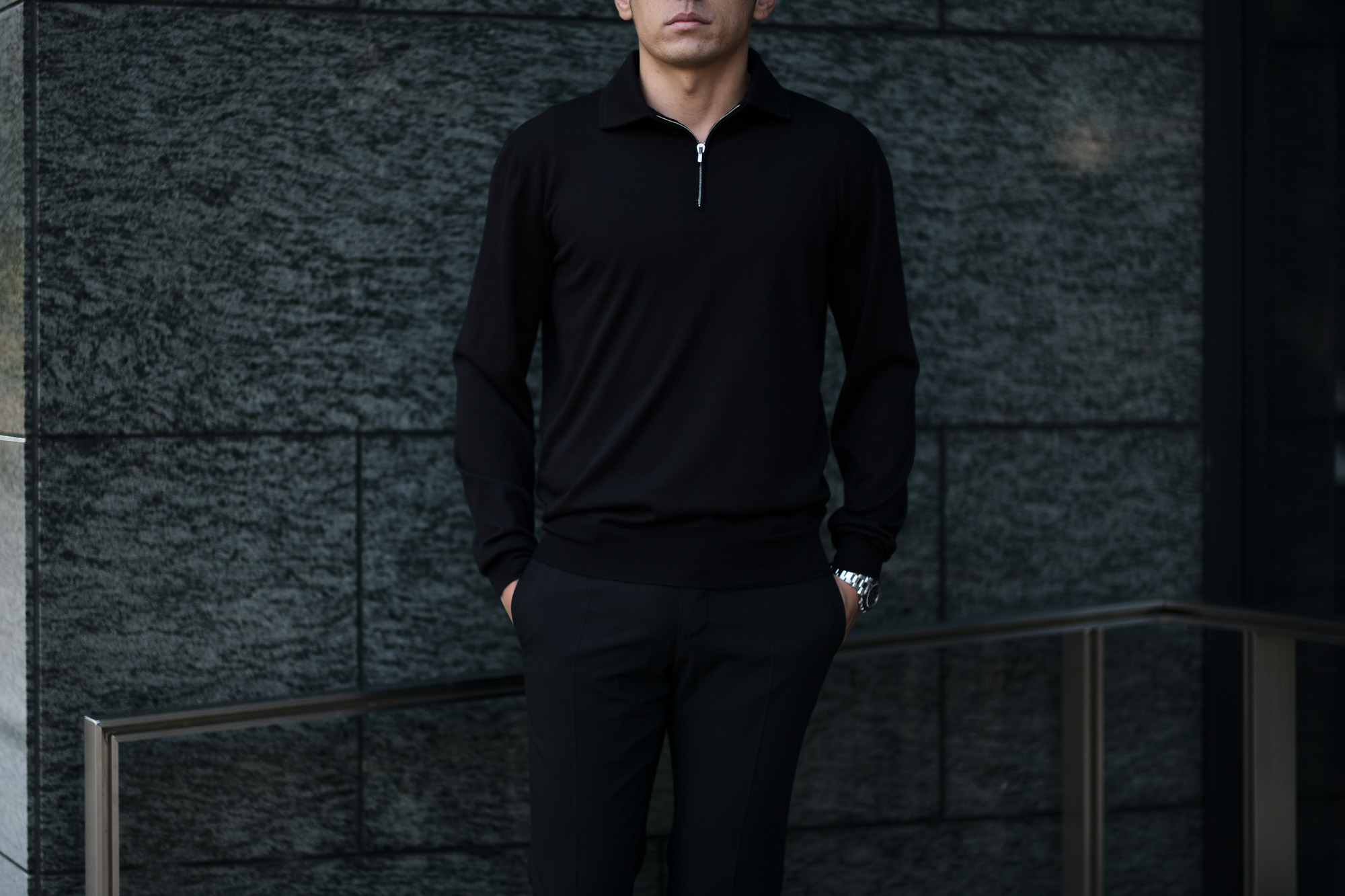 MANRICO CASHMERE "Silk Cashmere Wool" Polo Halfzip Sweater M050 0004 BLACK(ブラック),SNOW WHITE(スノーホワイト),DRESS BLUES(ドレスブルー),ROYAL BLUE(ロイヤルブルー),SABLE(グレージュ),GREY STONE(ダークグレー),AZTEC(ブラウン),CAMEL(キャメル),KOMBU GREEN(グリーン),YELLOW(イエロー),GRENADINE(オレンジ),HIGH RISK RED(ハイリスクレッド) MADE IN ITALY(イタリア製) 2020AW マンリコカシミア カシミヤ シルク カシミヤ ウール ニット イタリア製 altoediritto アルトエデリット　愛知 名古屋