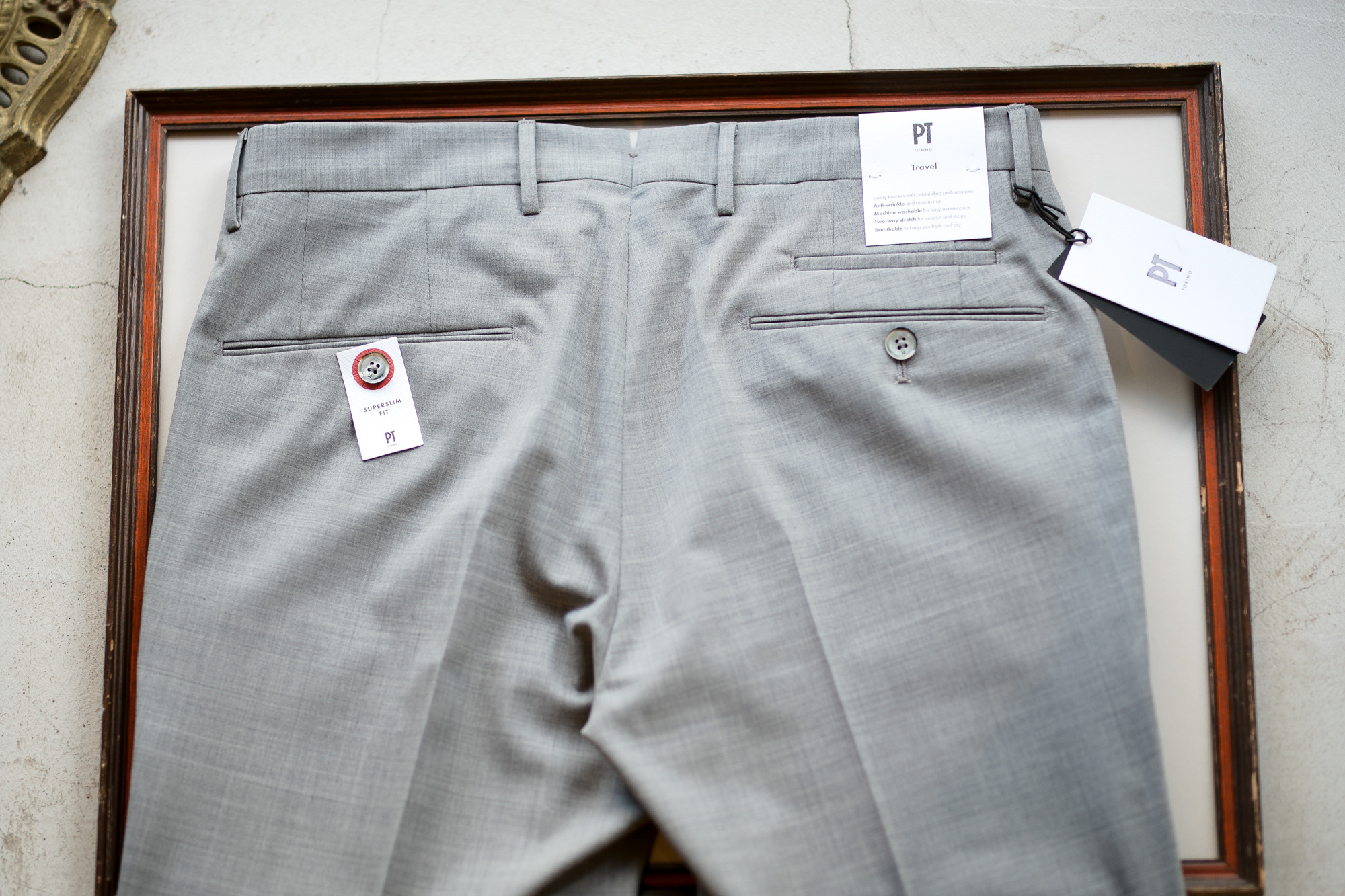 PT TORINO(ピーティートリノ) TRAVELLER (トラベラー) SUPER SLIM FIT (スーパースリムフィット) WASHABLE TECHNO WOOL ストレッチ ウォッシャブル トロピカル サマーウール スラックス LIGHT GRAY(ライトグレー・0220) 2020 春夏新作 pttorino 愛知 名古屋 altoediritto アルトエデリット