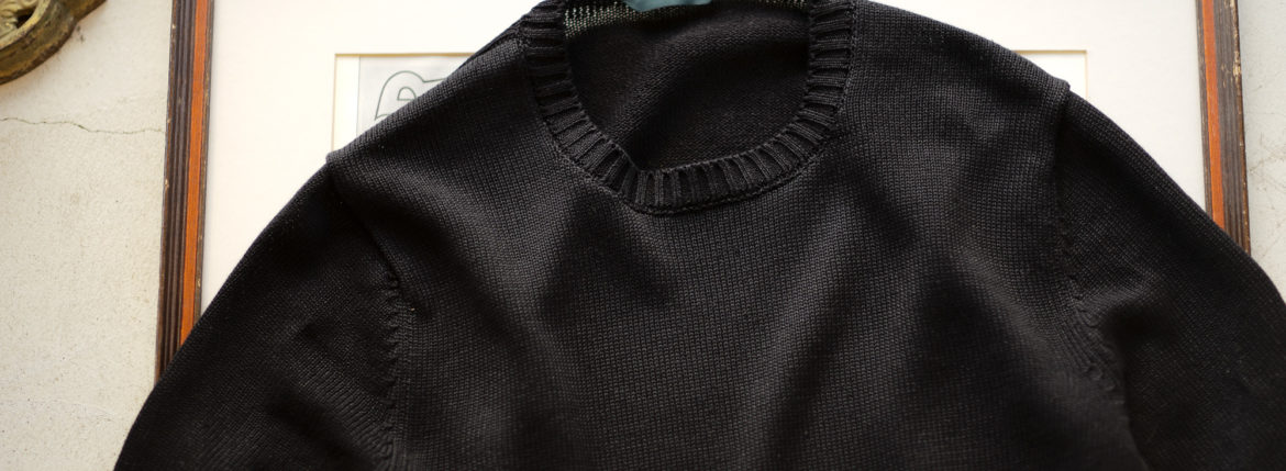 ZANONE(ザノーネ) Crew Neck Sweater (クルーネック セーター) リネンコットン ミドルゲージ サマー ニット セーター BLACK (ブラック・Z0015) made in italy (イタリア製) 2020 春夏新作 愛知 名古屋 altoediritto アルトエデリット