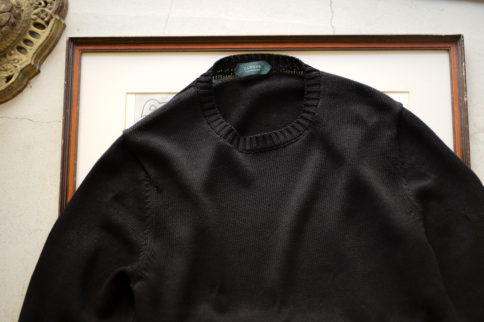 ZANONE(ザノーネ) Crew Neck Sweater (クルーネック セーター) リネンコットン ミドルゲージ サマー ニット セーター BLACK (ブラック・Z0015) made in italy (イタリア製) 2020 春夏新作 愛知 名古屋 altoediritto アルトエデリット