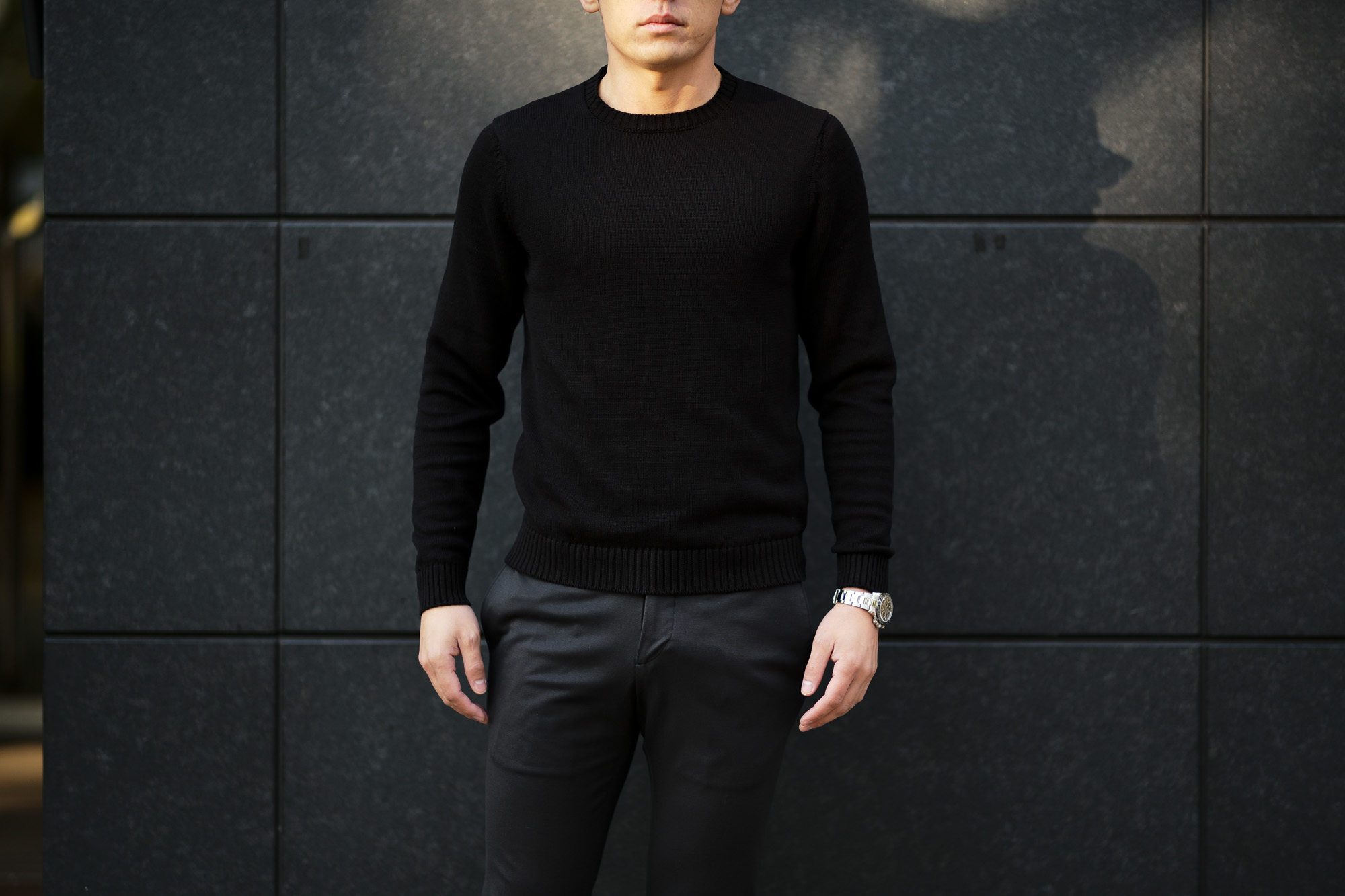 ZANONE(ザノーネ) Crew Neck Sweater (クルーネック セーター) リネンコットン ミドルゲージ サマー ニット セーター BLACK (ブラック・Z0015) made in italy (イタリア製) 2020 春夏新作 愛知 名古屋 altoediritto アルトエデリット