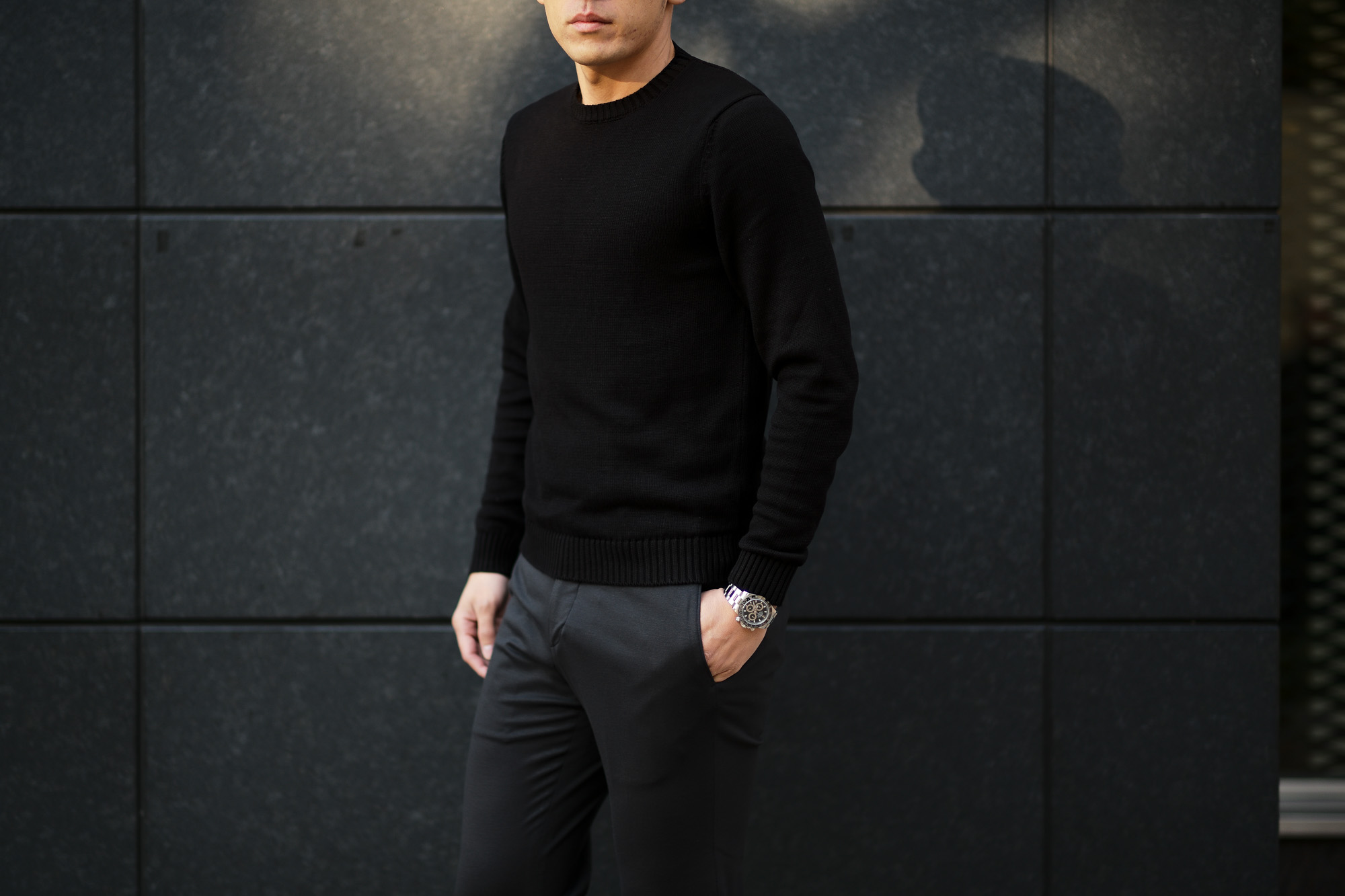 ZANONE(ザノーネ) Crew Neck Sweater (クルーネック セーター) リネンコットン ミドルゲージ サマー ニット セーター BLACK (ブラック・Z0015) made in italy (イタリア製) 2020 春夏新作 愛知 名古屋 altoediritto アルトエデリット