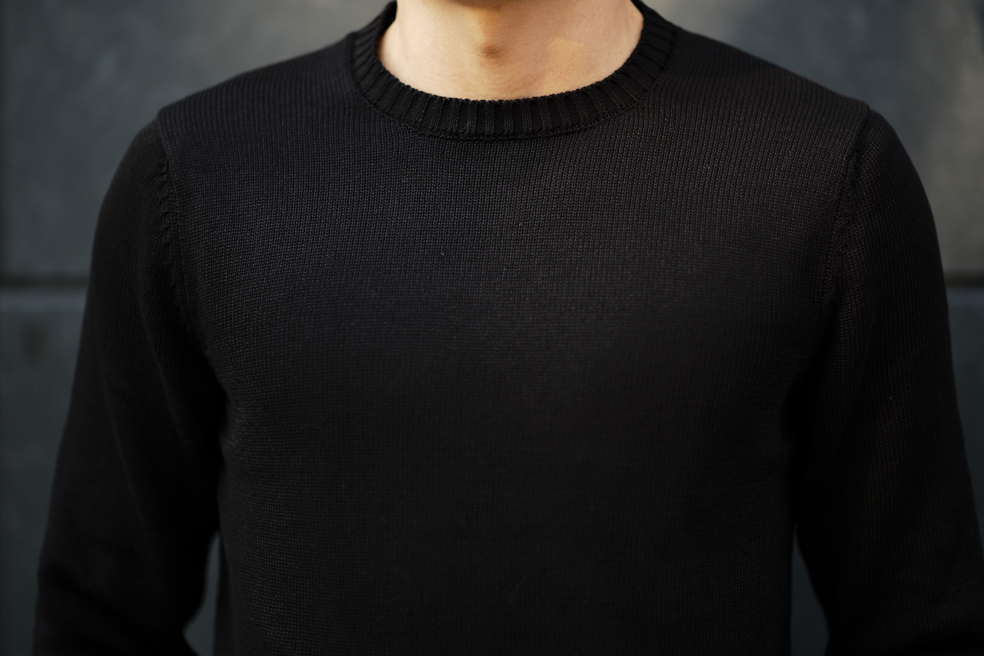 ZANONE(ザノーネ) Crew Neck Sweater (クルーネック セーター) リネンコットン ミドルゲージ サマー ニット セーター BLACK (ブラック・Z0015) made in italy (イタリア製) 2020 春夏新作 愛知 名古屋 altoediritto アルトエデリット