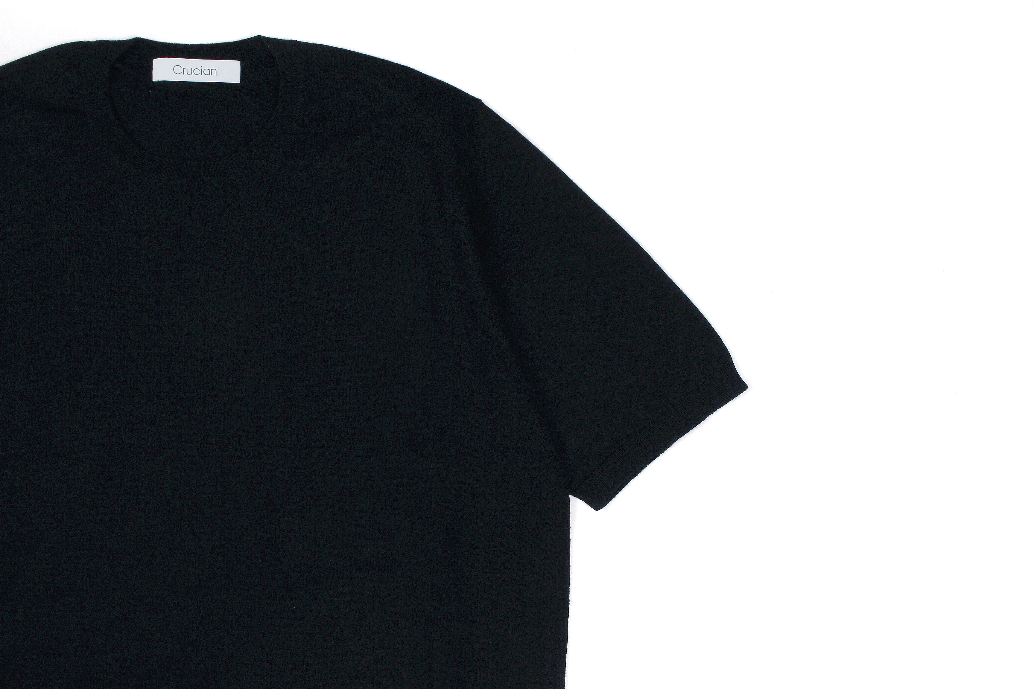 Cruciani(クルチアーニ) 33G Knit T-shirt 33ゲージ コットン ニット Tシャツ BLACK (ブラック・Z0048)  made in italy (イタリア製) 2020 春夏新作 愛知 名古屋 altoediritto アルトエデリット ニットTEE