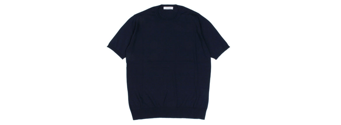 Cruciani(クルチアーニ) 33G Knit T-shirt 33ゲージ コットン ニット Tシャツ NAVY (ネイビー・Z0064) made in italy (イタリア製) 2020 春夏新作 愛知 名古屋 altoediritto アルトエデリット ニットTEE