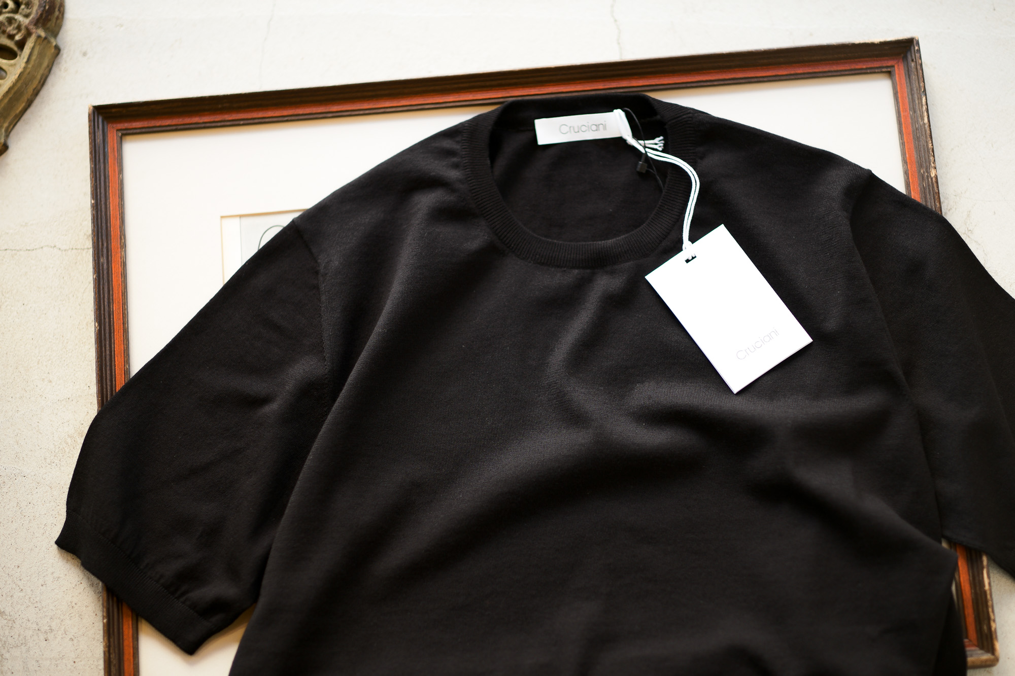 Cruciani(クルチアーニ) 33G Knit T-shirt 33ゲージ コットン ニット Tシャツ BLACK (ブラック・Z0048)  made in italy (イタリア製) 2020 春夏新作 愛知 名古屋 altoediritto アルトエデリット ニットTEE