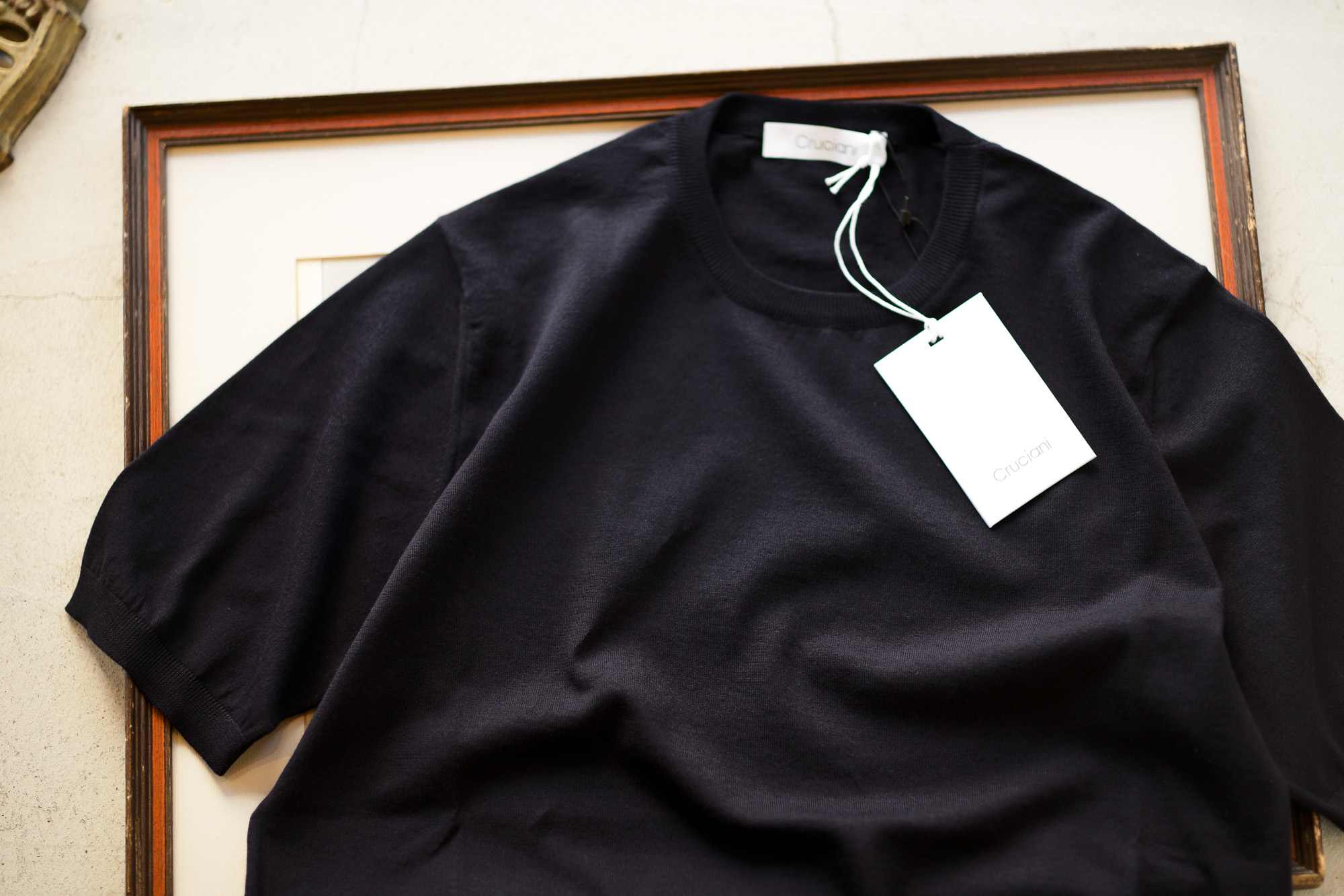 Cruciani(クルチアーニ) 33G Knit T-shirt 33ゲージ コットン ニット Tシャツ NAVY (ネイビー・Z0064)  made in italy (イタリア製) 2020 春夏新作 愛知 名古屋 altoediritto アルトエデリット ニットTEE