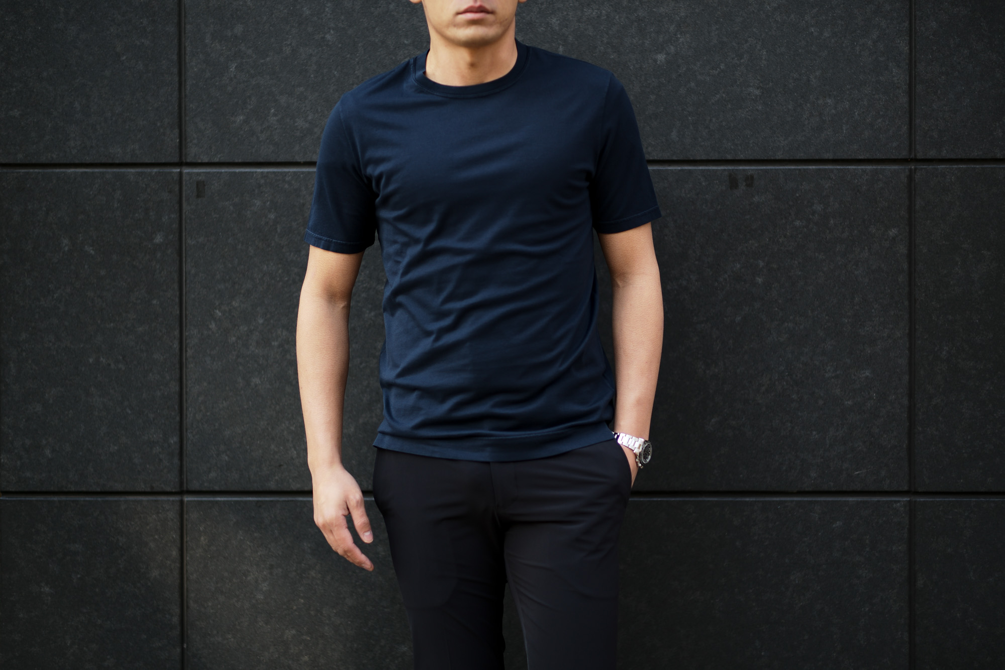 FEDELI(フェデーリ) Crew Neck T-shirt (クルーネック Tシャツ) ギザコットン Tシャツ NAVY (ネイビー・626) made in italy (イタリア製) 2020 春夏新作 【入荷しました】【フリー分発売開始】 愛知 名古屋 altoediritto アルトエデリット TEE