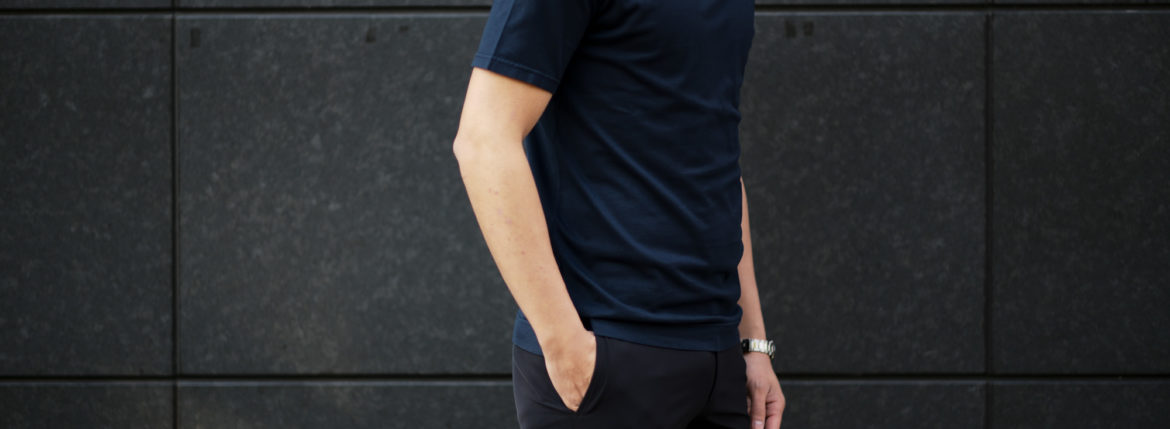 FEDELI(フェデーリ) Crew Neck T-shirt (クルーネック Tシャツ) ギザコットン Tシャツ NAVY (ネイビー・626) made in italy (イタリア製) 2020 春夏新作 愛知 名古屋 altoediritto アルトエデリット TEE