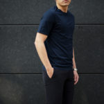 FEDELI(フェデーリ) Crew Neck T-shirt (クルーネック Tシャツ) ギザコットン Tシャツ NAVY (ネイビー・626) made in italy (イタリア製) 2020 春夏新作のイメージ