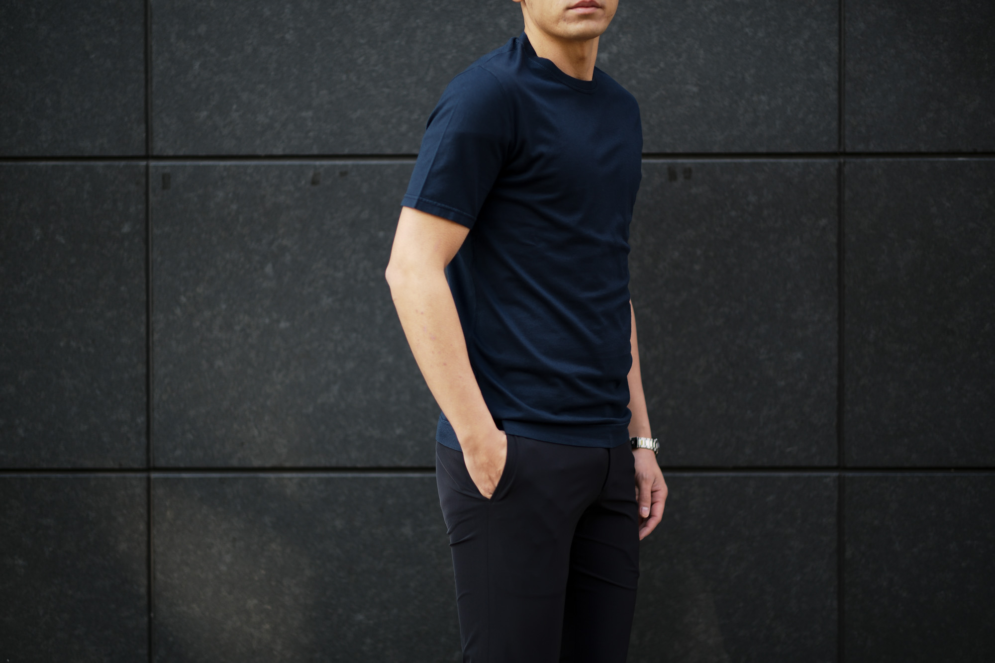 FEDELI(フェデーリ) Crew Neck T-shirt (クルーネック Tシャツ) ギザコットン Tシャツ NAVY (ネイビー・626) made in italy (イタリア製) 2020 春夏新作 愛知 名古屋 altoediritto アルトエデリット TEE