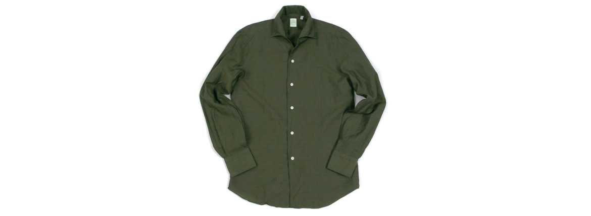 Finamore (フィナモレ) SEUL ITALIAN COLOR COTTON LINEN SHIRTS コットンリネン ワンピースカラー シャツ OLIVE (オリーブ・14) made in italy (イタリア製) 2020 春夏新作のイメージ