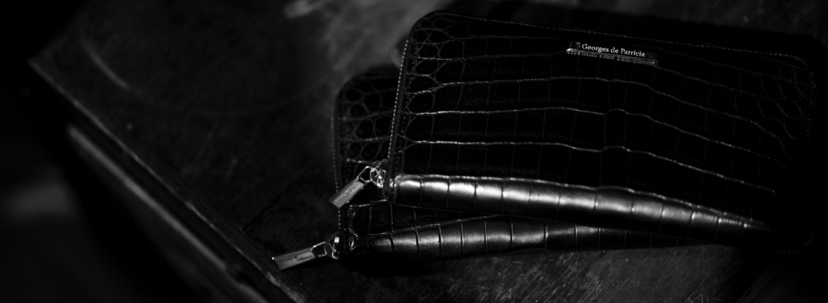 Georges de Patricia(ジョルジュ ド パトリシア) Phantom Crocodile Long (ファントム クロコダイル ロング) 925 STERLING SILVER (925 スターリングシルバー) Niloticus Crocodile ニロティカス クロコダイル エキゾチックレザー ロング ウォレット NOIR (ブラック) 2020のイメージ