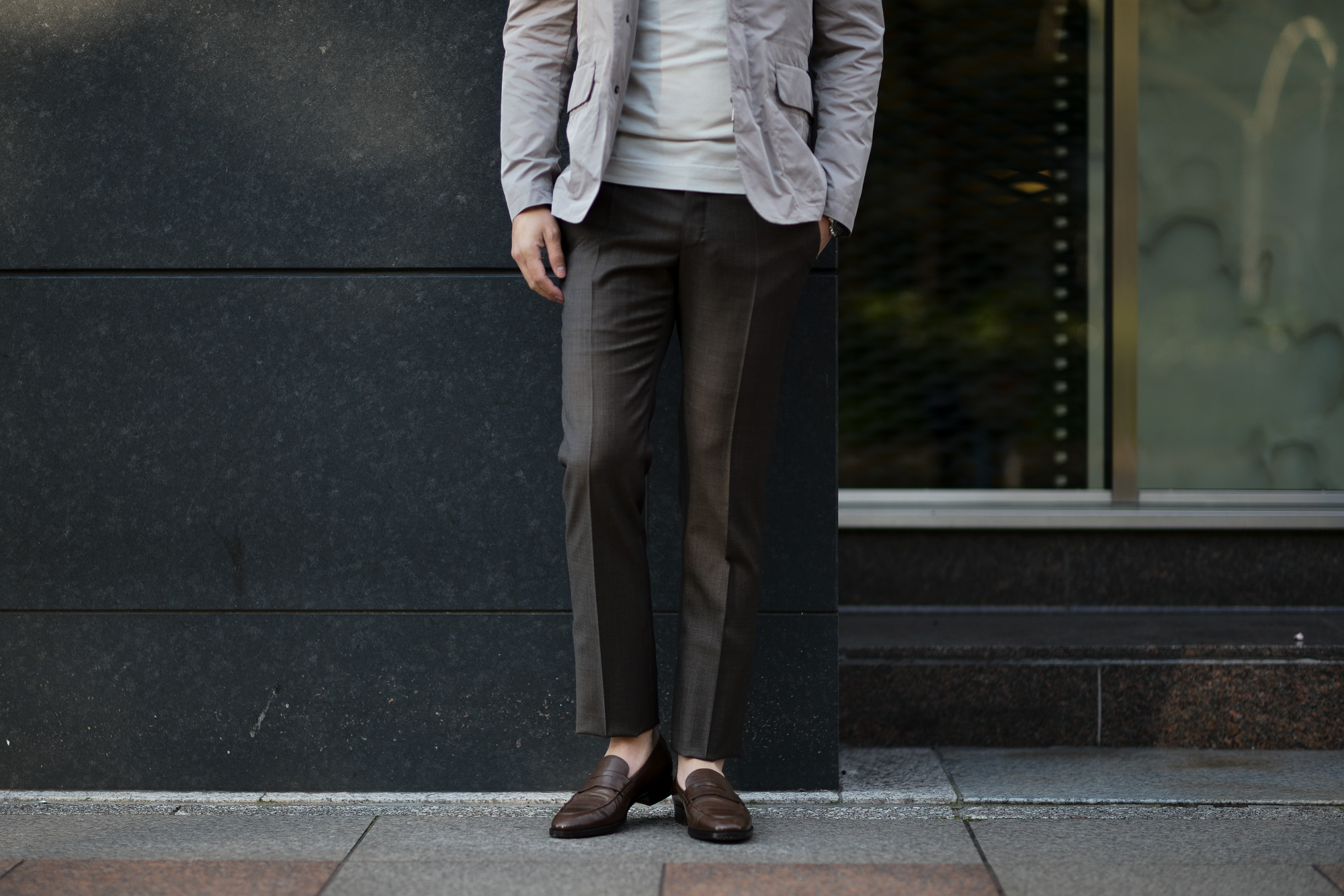 INCOTEX(インコテックス) N35 SLIM FIT (1NT035) SUPER 100'S SHARKSKIN シャークスキン スラックス BROWN (ブラウン・605) 2020 春夏新作 愛知 名古屋 altoediritto アルトエデリット