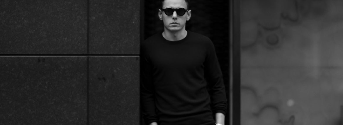 lucien pellat-finet(ルシアン ペラフィネ) Cashmere Crew Neck Sweater カシミア クルーネック セーター LIQUORICE (パープル) made in scotland (スコットランド製) 2020 春夏新作 愛知 名古屋 altoediritto アルトエデリット lucienpellatfinet インターシャ 無地