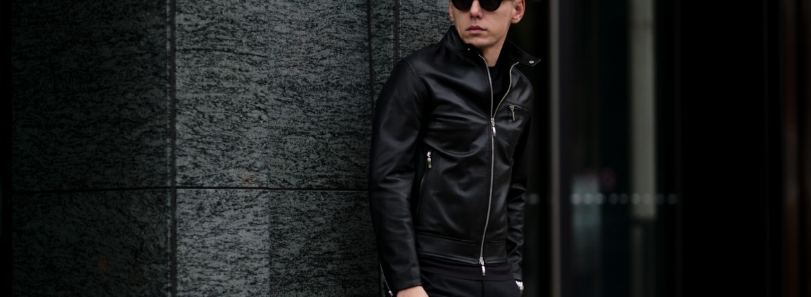 SILENCE(サイレンス) Single Leather Jacket (シングルレザー ジャケット) Lambskin Nappa Leather (ラムナッパ レザー) シングル ライダース ジャケット NERO (ブラック) Made in italy (イタリア製) 2020 春夏新作 【第2便ご予約受付中】【2020年5月上旬入荷分】のイメージ