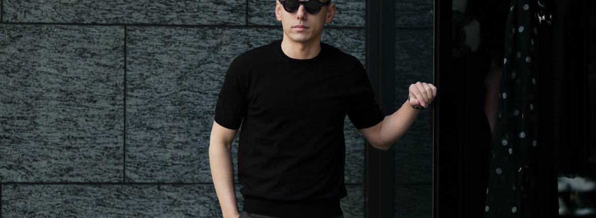 Cruciani(クルチアーニ) 33G Knit T-shirt 33ゲージ コットン ニット Tシャツ BLACK (ブラック・Z0048) made in italy (イタリア製) 2020 春夏新作 愛知 名古屋 altoediritto アルトエデリット ニットTEE