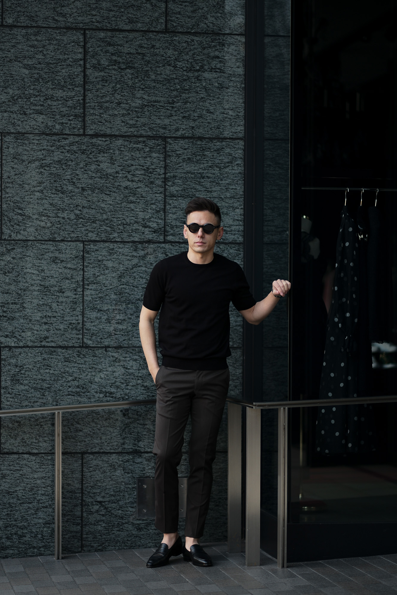 Cruciani(クルチアーニ) 33G Knit T-shirt 33ゲージ コットン ニット Tシャツ BLACK (ブラック・Z0048)  made in italy (イタリア製) 2020 春夏新作 愛知 名古屋 altoediritto アルトエデリット ニットTEE