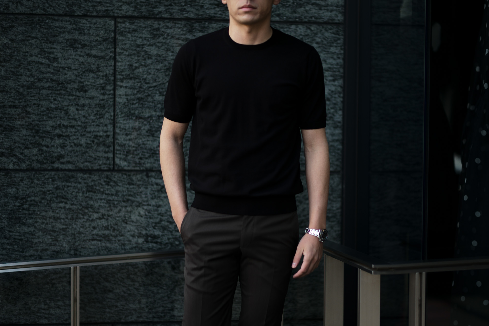 Cruciani(クルチアーニ) 33G Knit T-shirt 33ゲージ コットン ニット Tシャツ BLACK (ブラック・Z0048)  made in italy (イタリア製) 2020 春夏新作 愛知 名古屋 altoediritto アルトエデリット ニットTEE