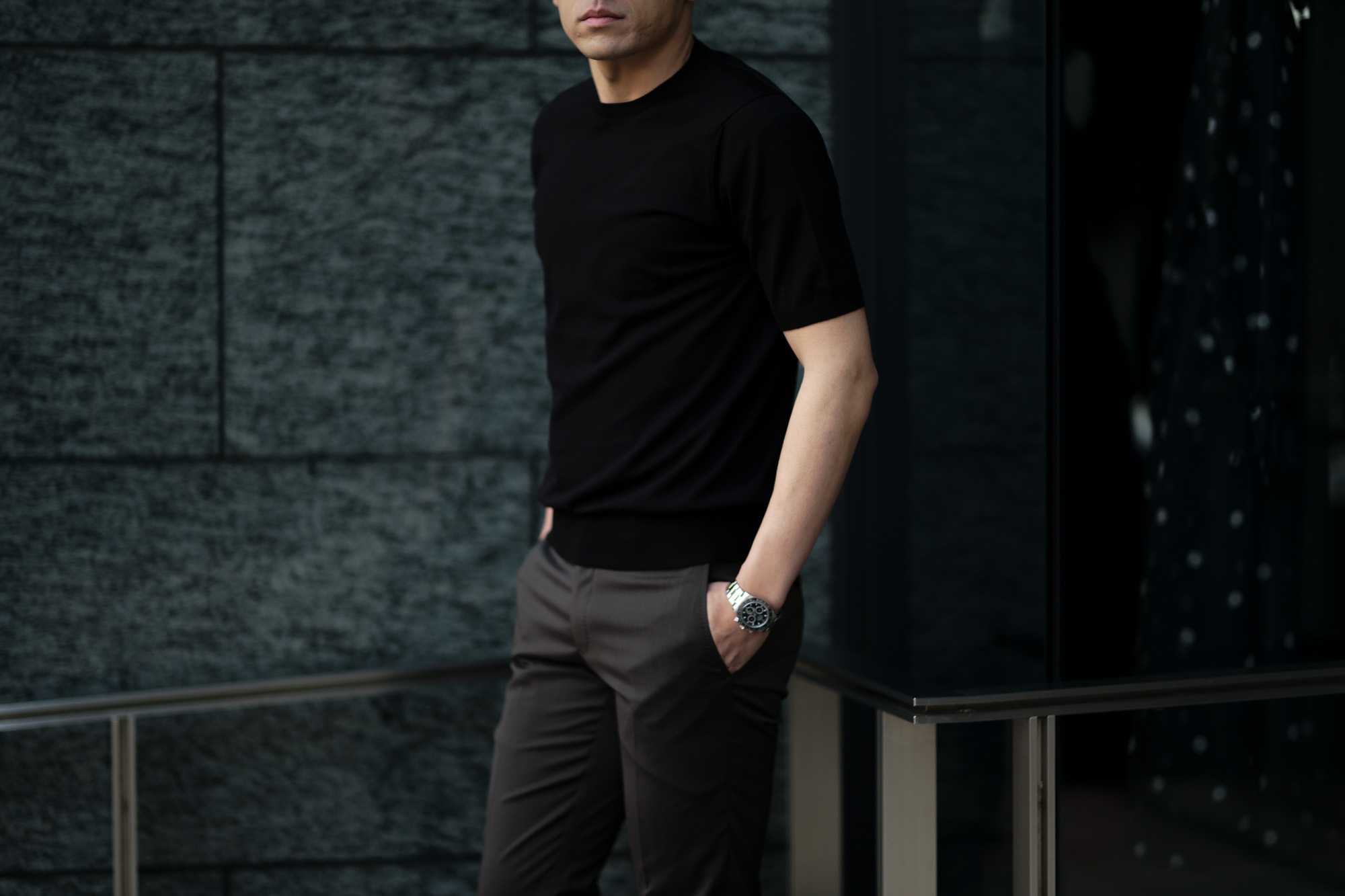 Cruciani(クルチアーニ) 33G Knit T-shirt 33ゲージ コットン ニット Tシャツ BLACK (ブラック・Z0048)  made in italy (イタリア製) 2020 春夏新作 愛知 名古屋 altoediritto アルトエデリット ニットTEE