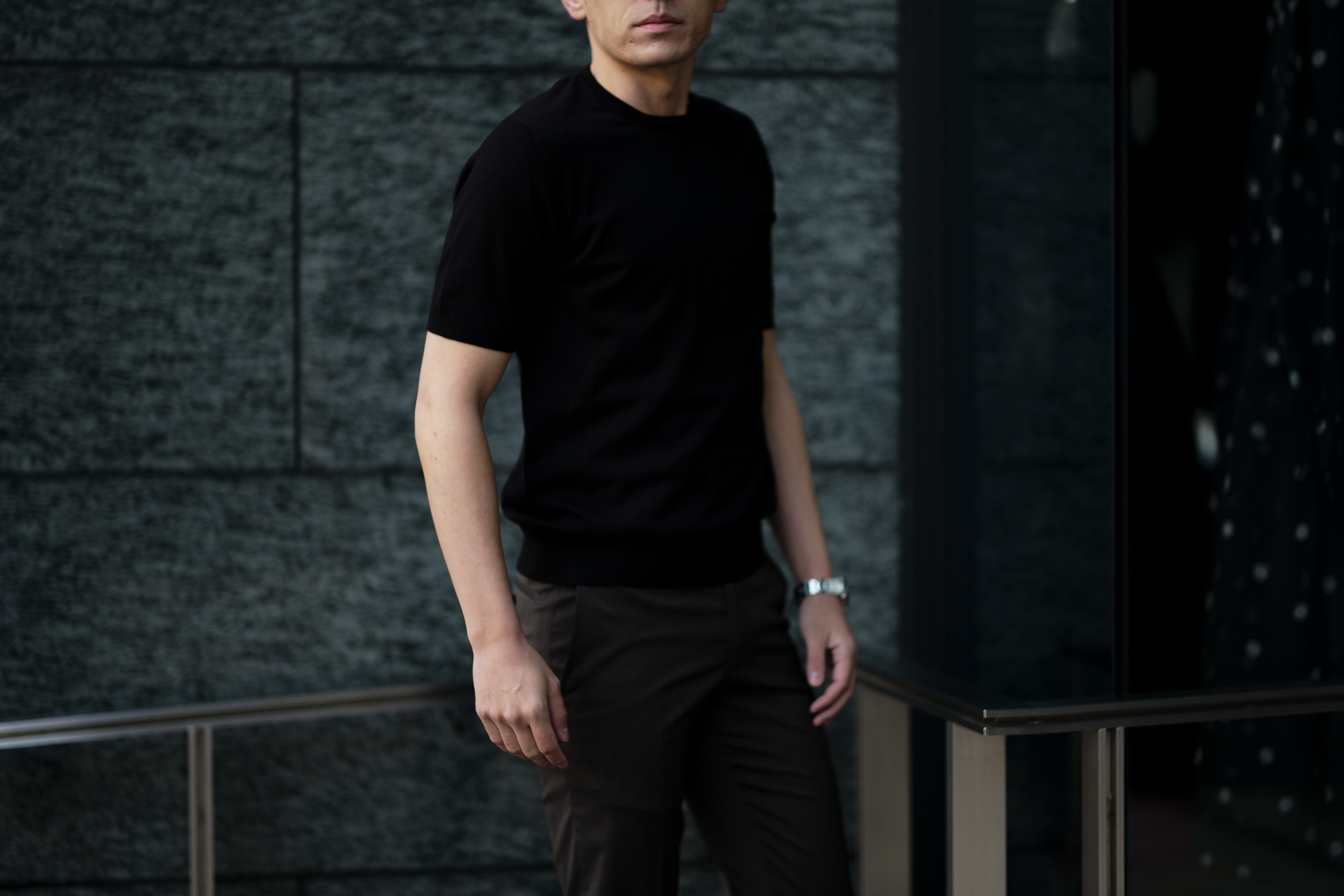 Cruciani(クルチアーニ) 33G Knit T-shirt 33ゲージ コットン ニット Tシャツ BLACK (ブラック・Z0048)  made in italy (イタリア製) 2020 春夏新作 愛知 名古屋 altoediritto アルトエデリット ニットTEE