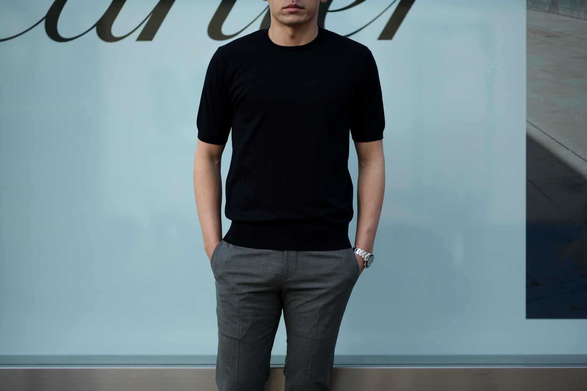  Cruciani(クルチアーニ) 33G Knit T-shirt 33ゲージ コットン ニット Tシャツ NAVY (ネイビー・Z0064)  made in italy (イタリア製) 2020 春夏新作 愛知 名古屋 altoediritto アルトエデリット ニットTEE