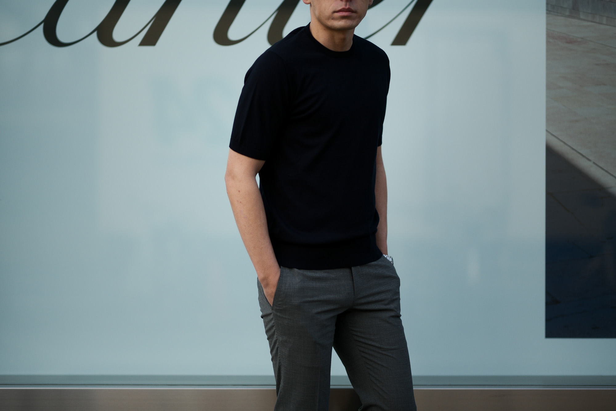  Cruciani(クルチアーニ) 33G Knit T-shirt 33ゲージ コットン ニット Tシャツ NAVY (ネイビー・Z0064)  made in italy (イタリア製) 2020 春夏新作 愛知 名古屋 altoediritto アルトエデリット ニットTEE