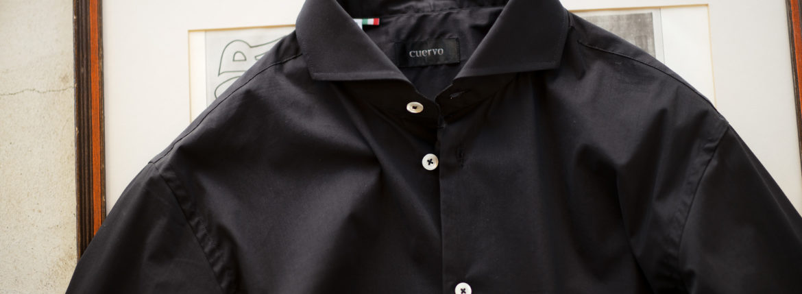 cuervo bopoha(クエルボ ヴァローナ) Sartoria Collection (サルトリア コレクション) Pier(ピエル) STRETCH COTTON ストレッチコットン シャツ BLACK (ブラック) MADE IN ITALY (イタリア製) 2020 春夏新作 イタリアシャツ 愛知 名古屋 altoediritto アルトエデリット