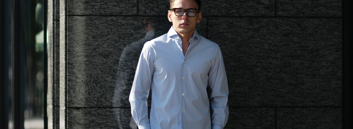 cuervo bopoha(クエルボ ヴァローナ) Sartoria Collection (サルトリア コレクション) Pier(ピエル) STRETCH COTTON ストレッチコットン シャツ SAX (サックス) MADE IN ITALY (イタリア製) 2020 春夏新作のイメージ