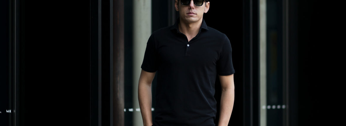 FEDELI(フェデーリ) Piquet Polo Shirt (ピケ ポロシャツ) カノコ ポロシャツ BLACK (ブラック・36) made in italy (イタリア製)2020 春夏新作 愛知 名古屋 altoediritto アルトエデリット ポロ