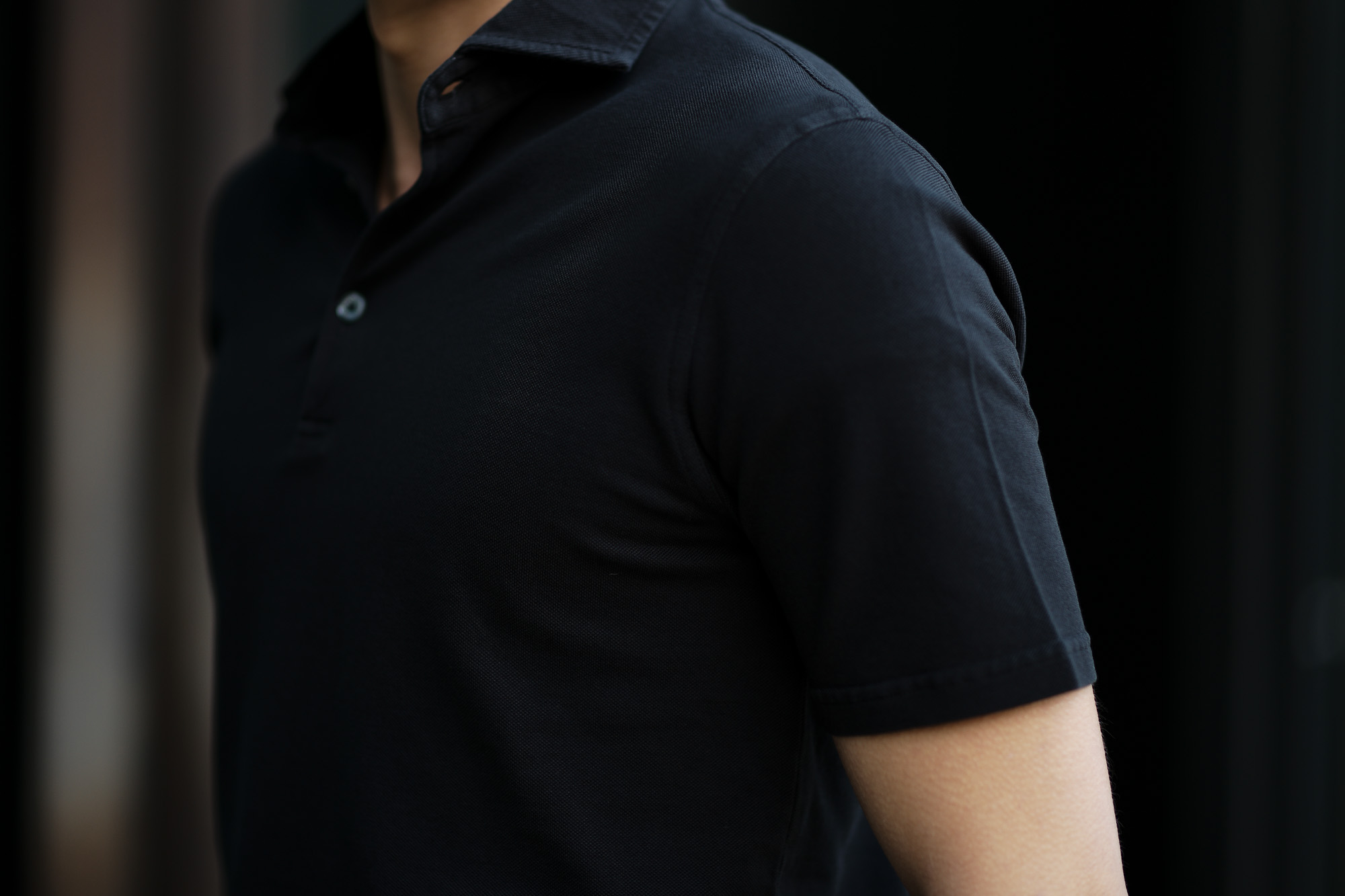 FEDELI(フェデーリ) Piquet Polo Shirt (ピケ ポロシャツ) カノコ ポロシャツ BLACK (ブラック・36) made in italy (イタリア製)2020 春夏新作 愛知 名古屋 altoediritto アルトエデリット ポロ