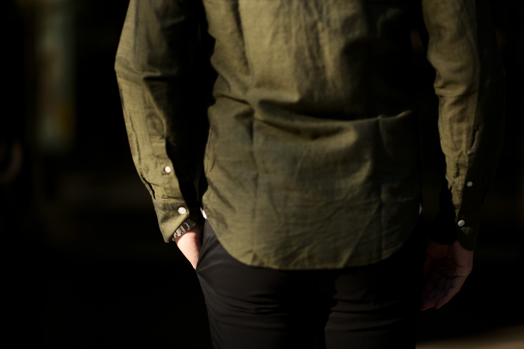 Finamore (フィナモレ) SEUL ITALIAN COLOR COTTON LINEN SHIRTS コットンリネン ワンピースカラー シャツ OLIVE (オリーブ・14) made in italy (イタリア製) 2020 春夏新作 愛知 名古屋 altoediritto アルトエデリット