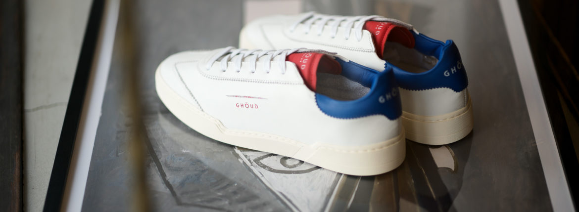 GHOUD(ゴード) LOB01 LOW MAN レザースニーカー WHITE/BLUE/RED(ホワイト/ブルー/レッド) 2020 春夏新作 愛知 名古屋 altoediritto アルトエデリット 白スニーカー