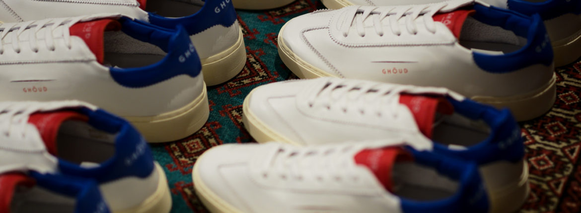 GHOUD(ゴード) LOB01 LOW MAN レザースニーカー WHITE/BLUE/RED(ホワイト/ブルー/レッド) 2020 春夏新作 【入荷しました】【フリー分発売開始】のイメージ