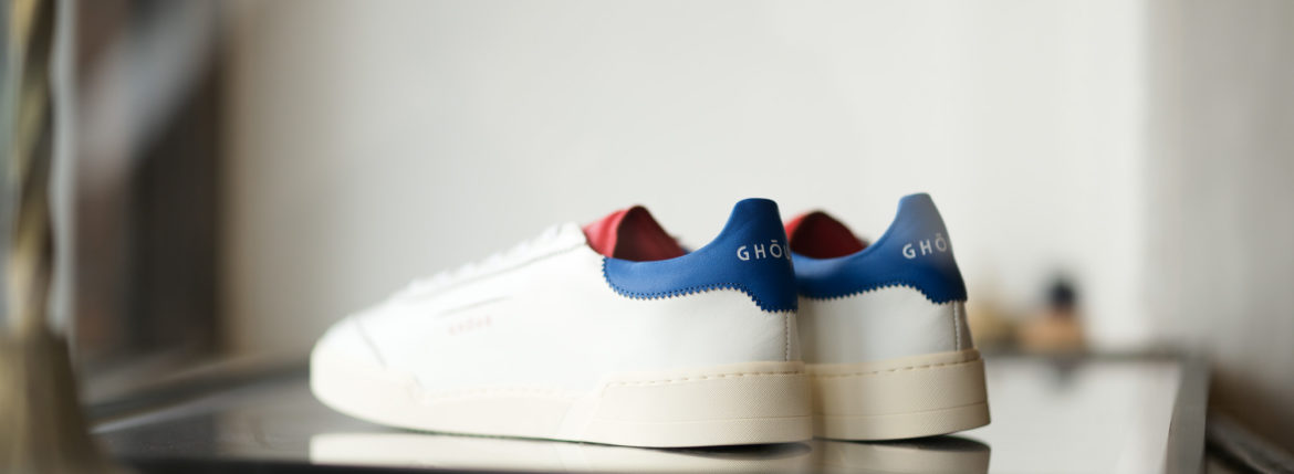 GHOUD(ゴード) LOB01 LOW MAN レザースニーカー WHITE/BLUE/RED(ホワイト/ブルー/レッド) 2020 春夏新作のイメージ