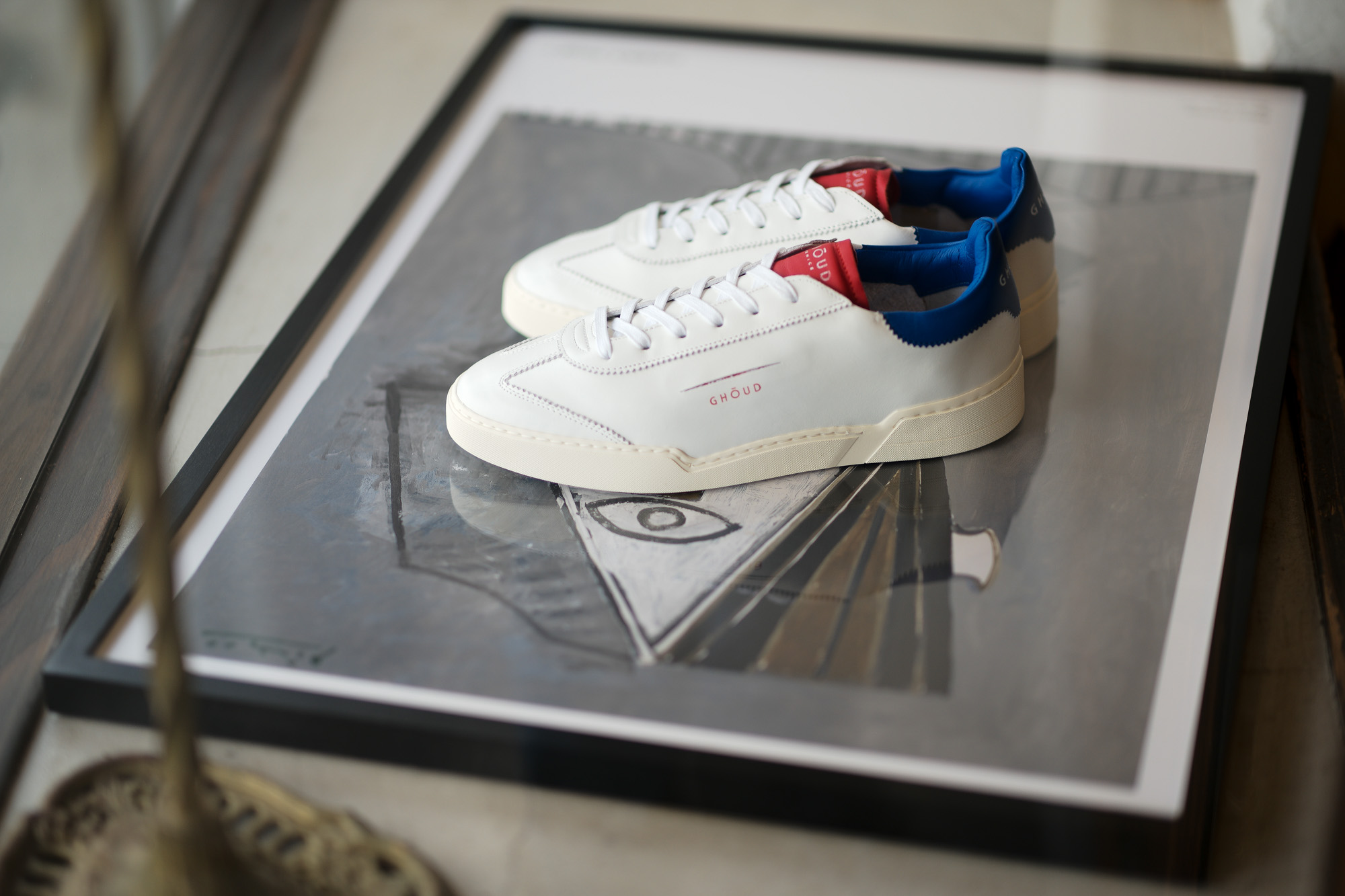 GHOUD(ゴード) LOB01 LOW MAN レザースニーカー WHITE/BLUE/RED(ホワイト/ブルー/レッド) 2020 春夏新作 愛知 名古屋 altoediritto アルトエデリット 白スニーカー