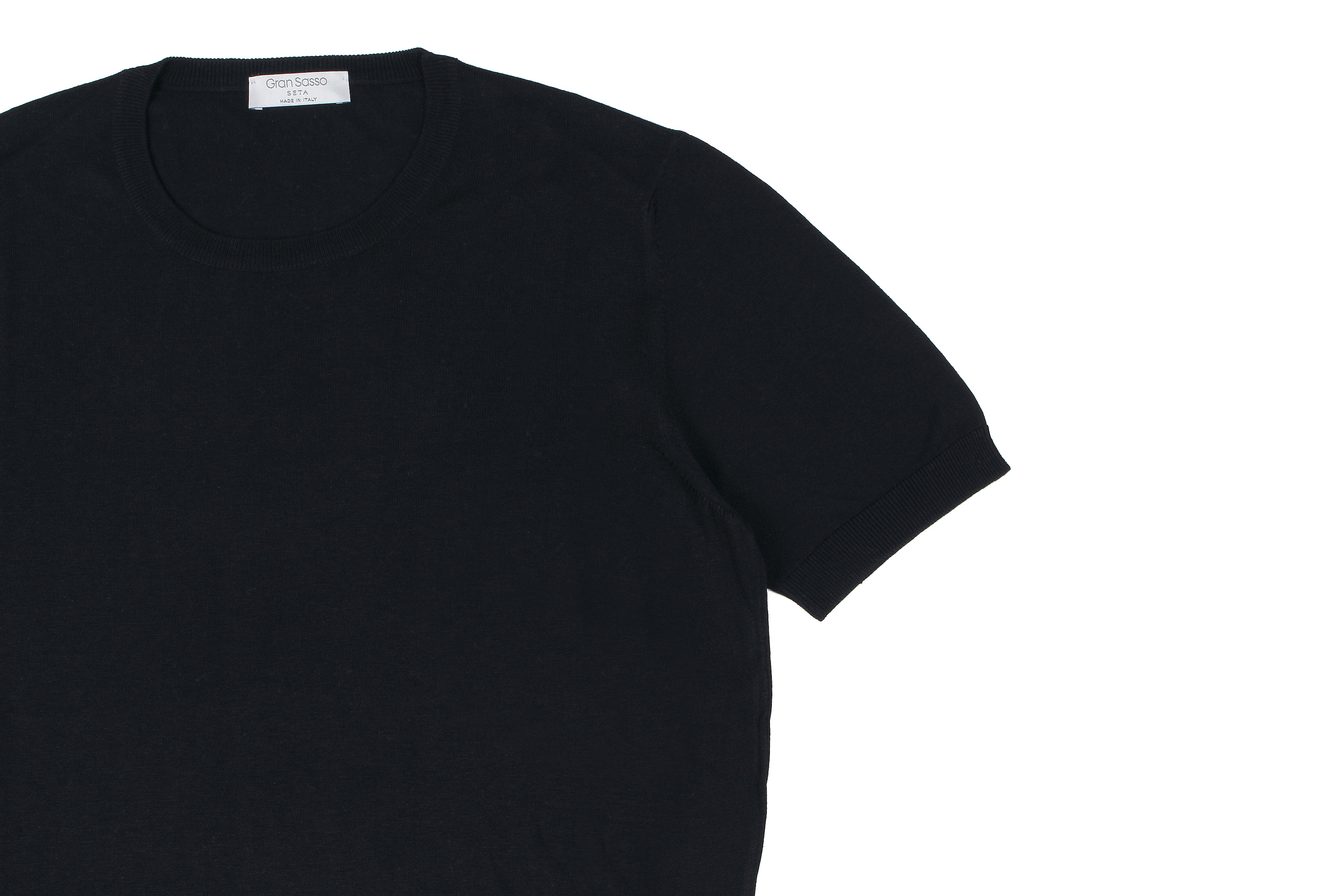 Gran Sasso (グランサッソ) Silk Knit T-shirt (シルクニット Tシャツ) SETA (シルク 100%) ショートスリーブ シルク ニット Tシャツ BLACK (ブラック・099)　made in italy (イタリア製) 2020 春夏新作 gransasso 愛知 名古屋 altoediritto アルトエデリット