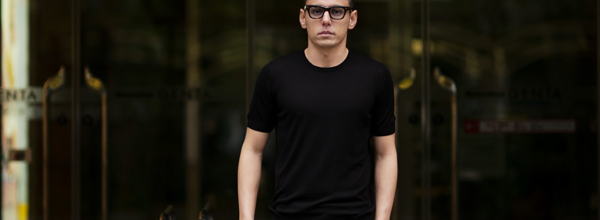 Gran Sasso (グランサッソ) Silk Knit T-shirt (シルクニット Tシャツ) SETA (シルク 100%) ショートスリーブ シルク ニット Tシャツ BLACK (ブラック・099)　made in italy (イタリア製) 2020 春夏新作 gransasso 愛知 名古屋 altoediritto アルトエデリット