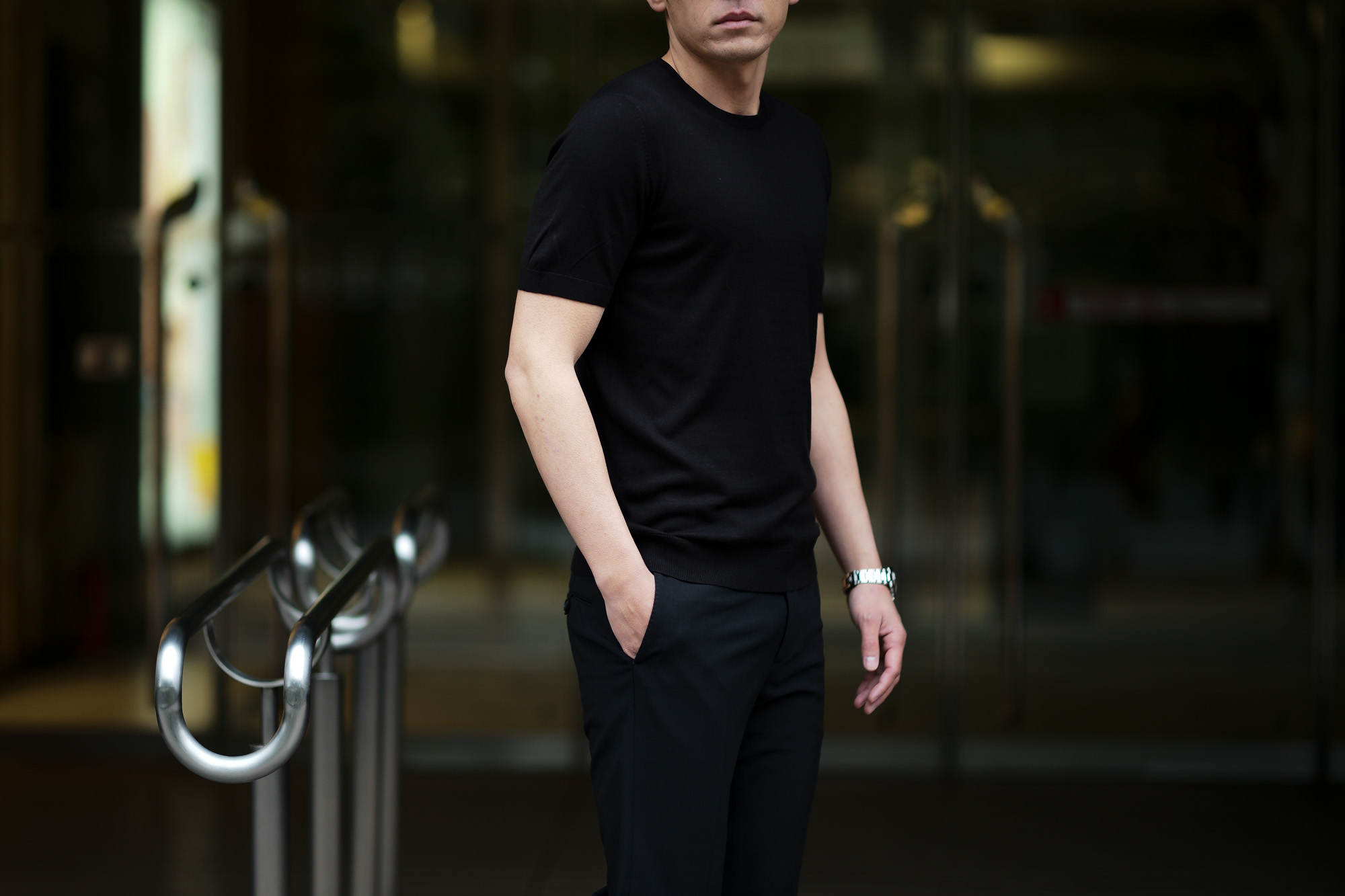 Gran Sasso (グランサッソ) Silk Knit T-shirt (シルクニット Tシャツ) SETA (シルク 100%) ショートスリーブ シルク ニット Tシャツ BLACK (ブラック・099)　made in italy (イタリア製) 2020 春夏新作  gransasso 愛知 名古屋 altoediritto アルトエデリット