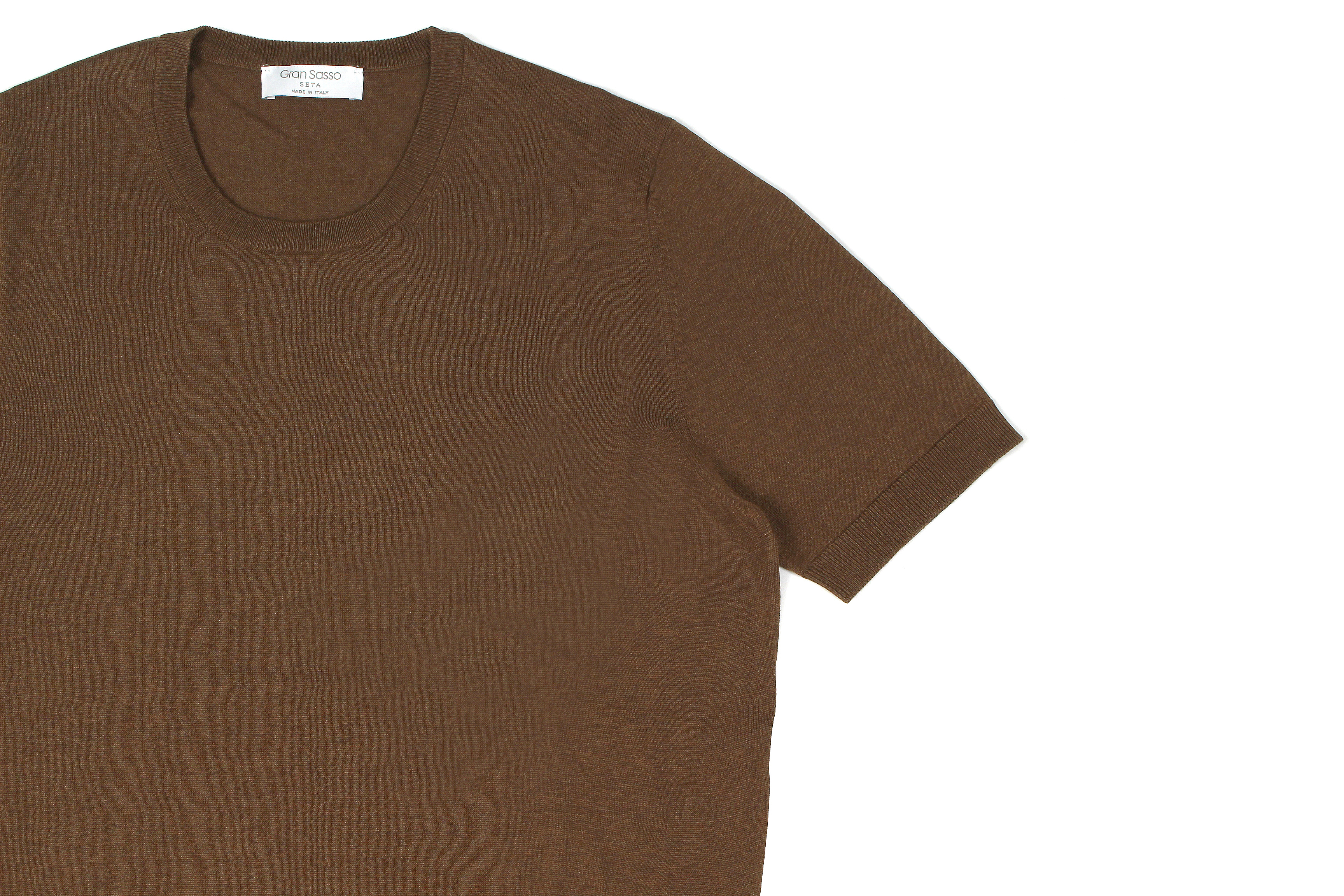 Gran Sasso (グランサッソ) Silk Knit T-shirt (シルクニット Tシャツ) SETA (シルク 100%) ショートスリーブ シルク ニット Tシャツ GOLD (ゴールド・170)　made in italy (イタリア製) 2020 春夏新作 gransasso 愛知 名古屋 altoediritto アルトエデリット