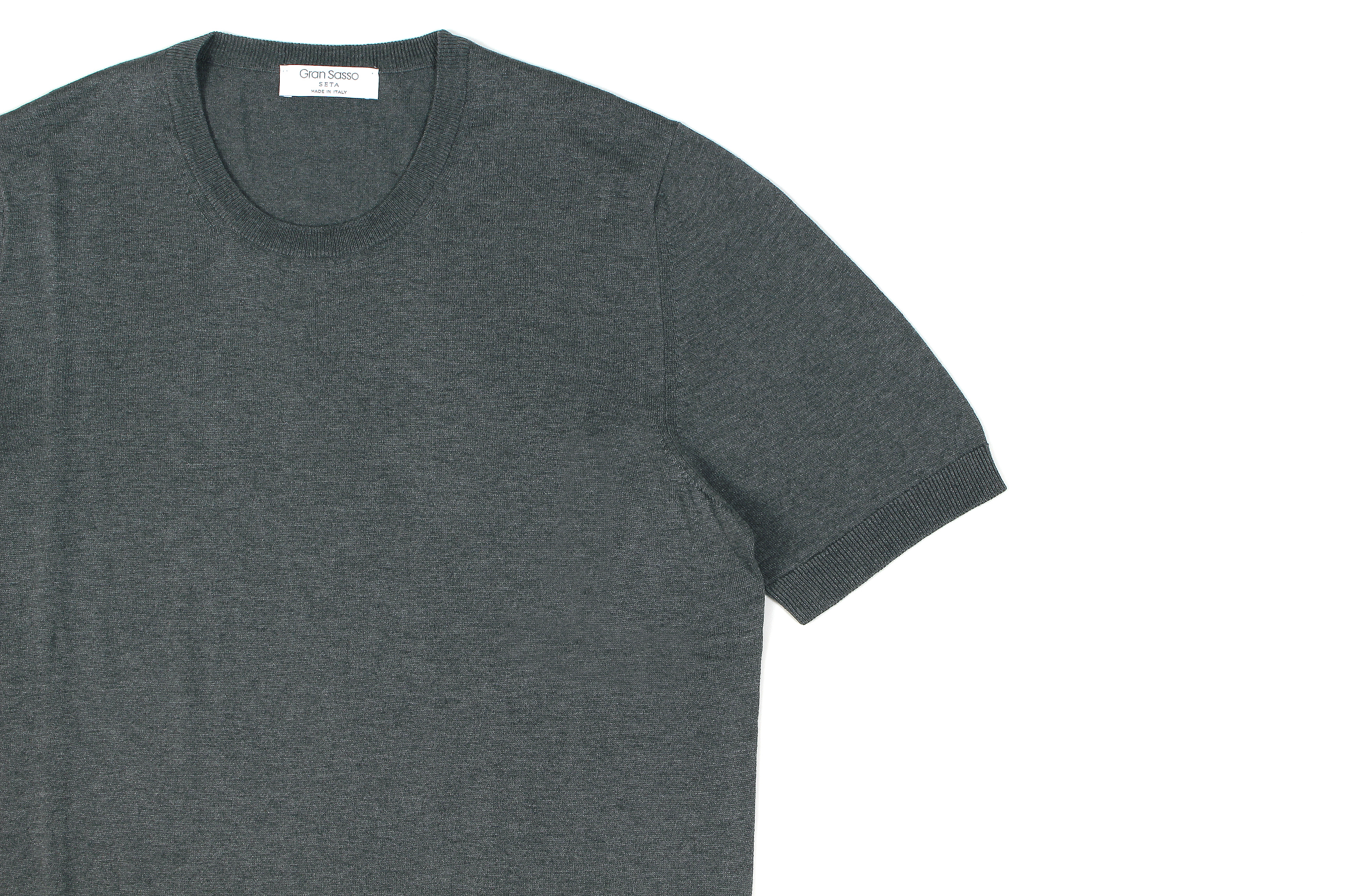 Gran Sasso (グランサッソ) Silk Knit T-shirt (シルクニット Tシャツ) SETA (シルク 100%) ショートスリーブ シルク ニット Tシャツ GREY (グレー・097)　made in italy (イタリア製) 2020 春夏新作 gransasso 愛知 名古屋 altoediritto アルトエデリット