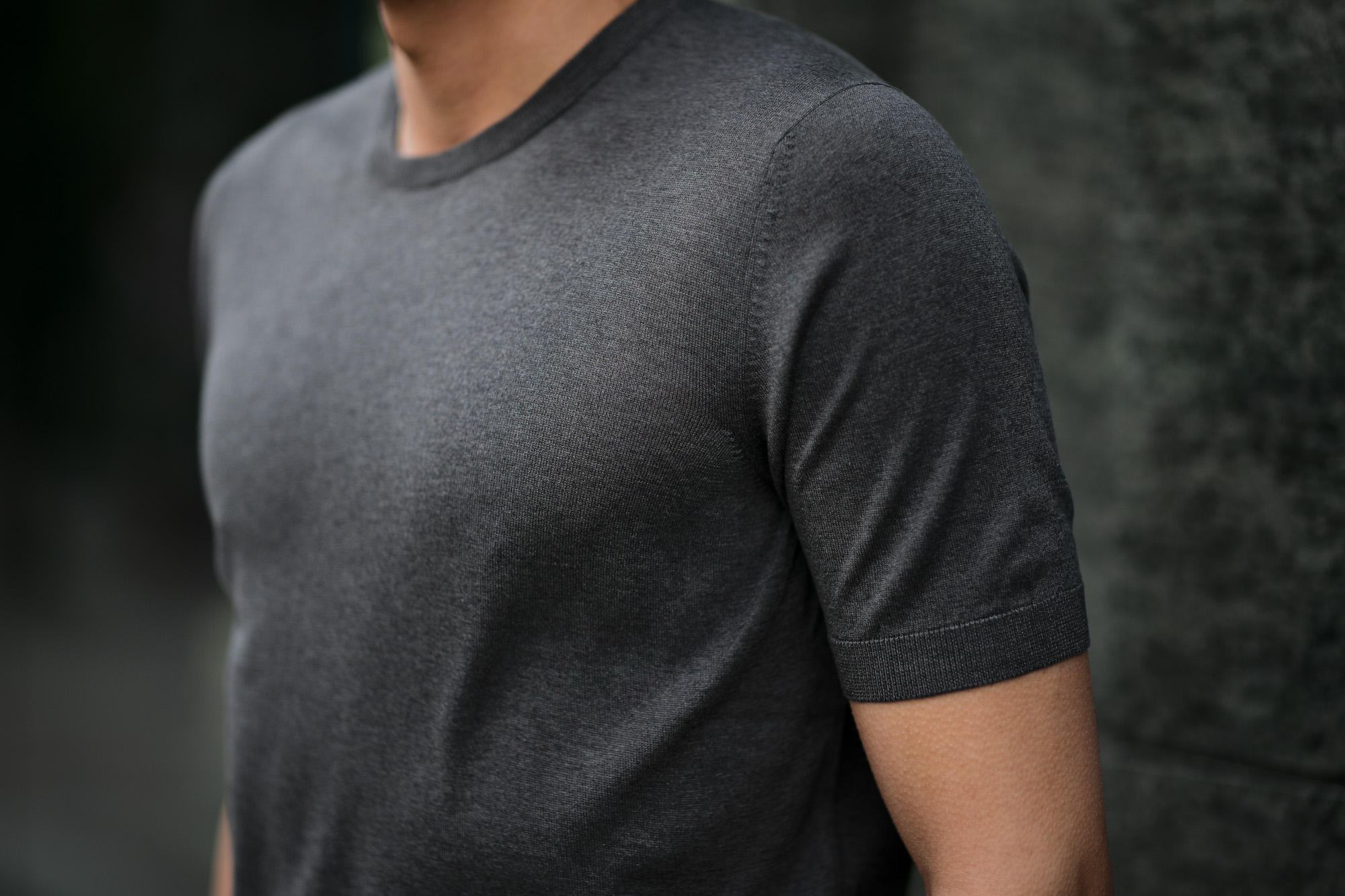 Gran Sasso (グランサッソ) Silk Knit T-shirt (シルクニット Tシャツ) SETA (シルク 100%) ショートスリーブ シルク ニット Tシャツ GREY (グレー・097)　made in italy (イタリア製) 2020 春夏新作  gransasso 愛知 名古屋 altoediritto アルトエデリット